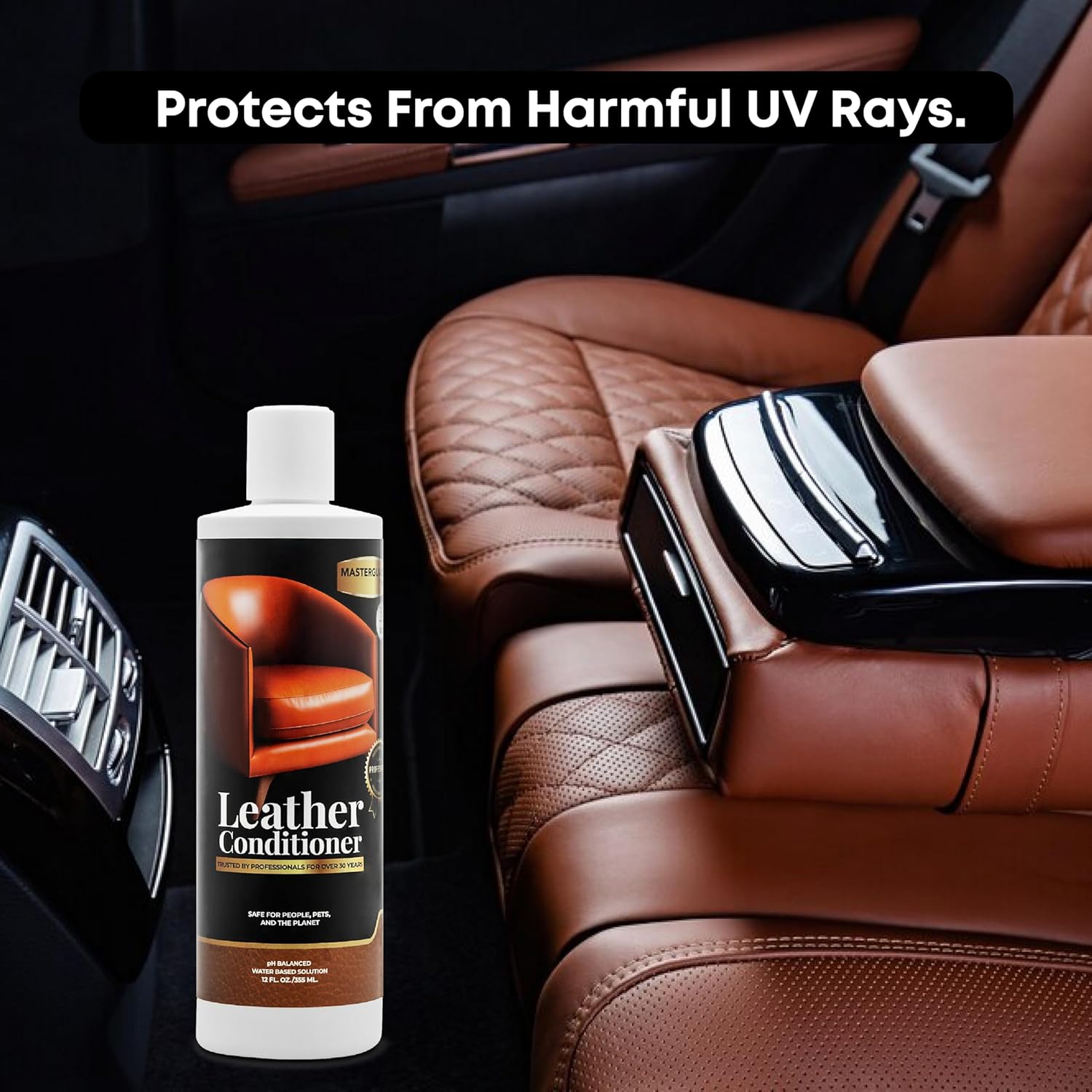MASTERGUARD Leather Conditioner & Microfiber Cloth – Water-Based, Non-Toxic Formula for Furniture, Car Seats & Accessories – Revives & Protects Genuine Leather