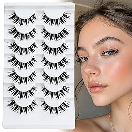 False Eyelashes Manga Lashes Anime Strip Fake Eyelashes YASNAI Fairy Spiky 7 Pairs Faux Mink Lashes Cosplay 8-14mm Wispy Natural Look Thick Fake Eye Lashes Soft Lashes