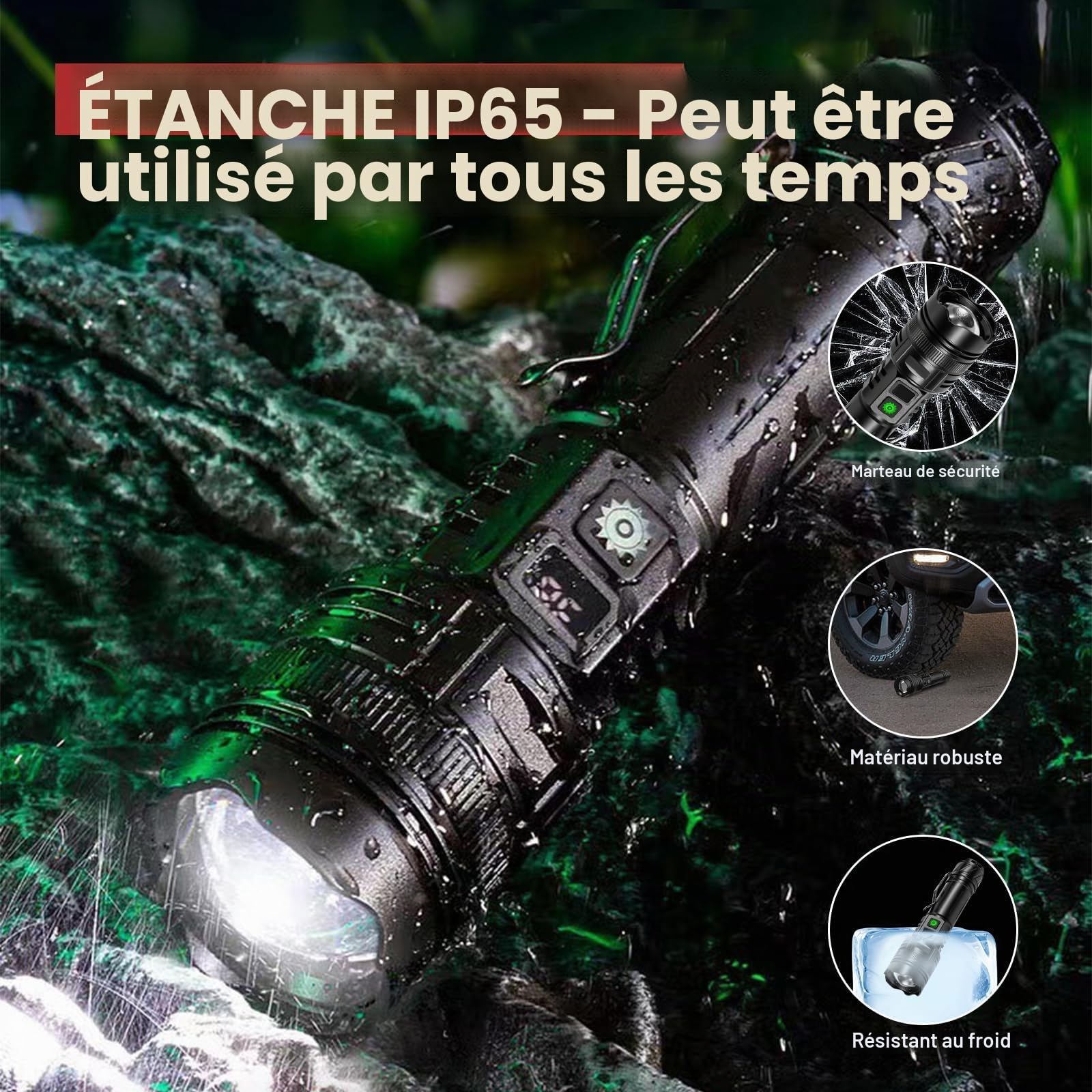 WEDETIAN 2PCS Lampe Torche LED Rechargeable,30000 Lumens Lampes Tactique de Poche Ultra Puissante, 5 Modes D'éclairage IP65 Étanche Pour Camping Randonnée Urgence