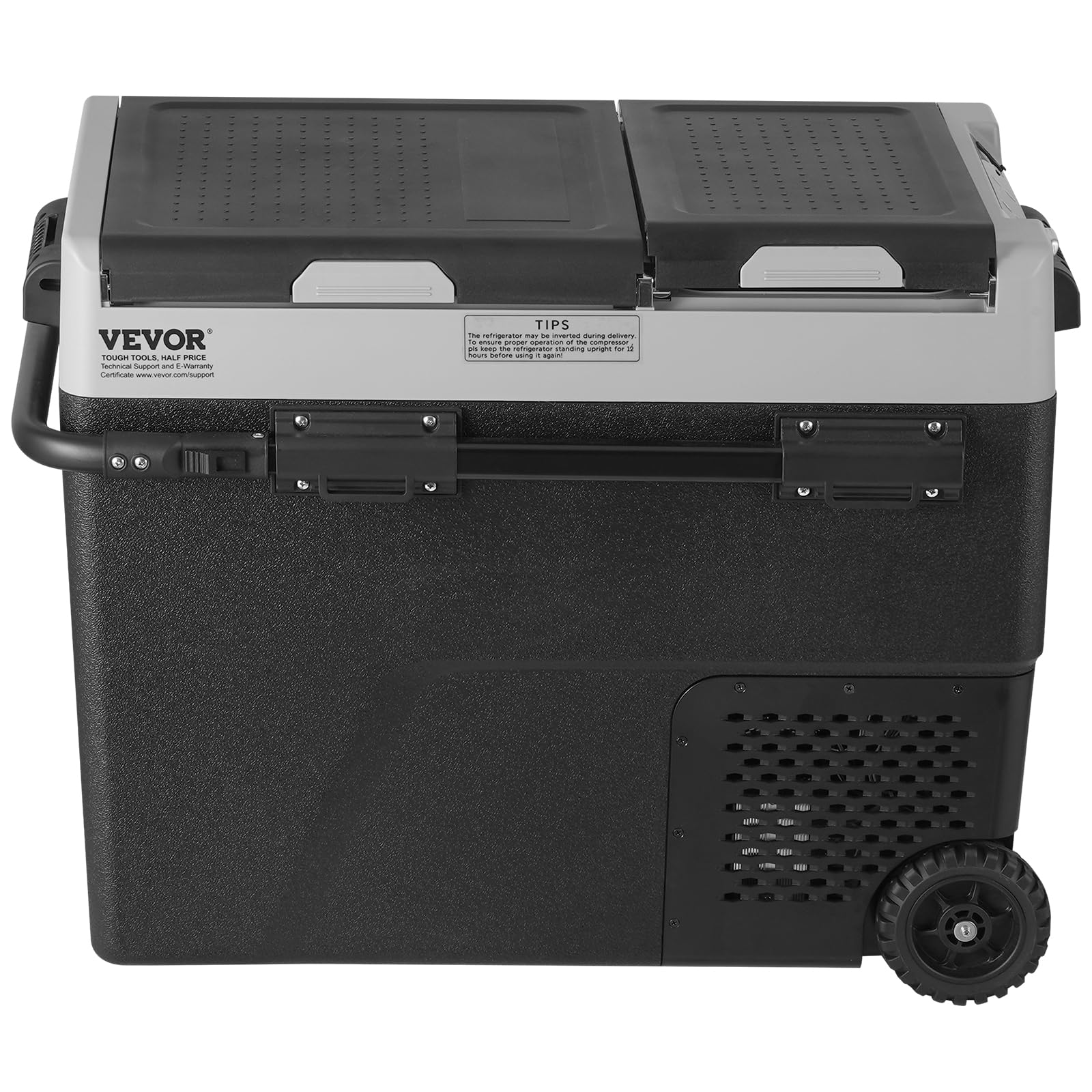 VEVOR Przenośna lodówka samochodowa, lodówka samochodowa 12 V, 58 l / 61,5 QT dwustrefowa przenośna zamrażarka, regulowana temperatura 15.6 °C-20.0 °C, chłodziarka sprężarki do domu, na zewnątrz, na