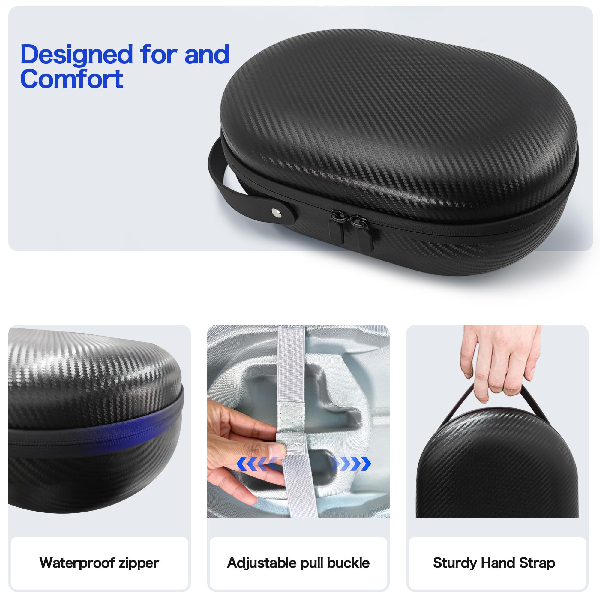 AWINNER Custodia rigida compatibile per Apple Vision Pro, accessori VR Headset con cinturino Elite, design ultra sottile per viaggi (fibra di carbonio)