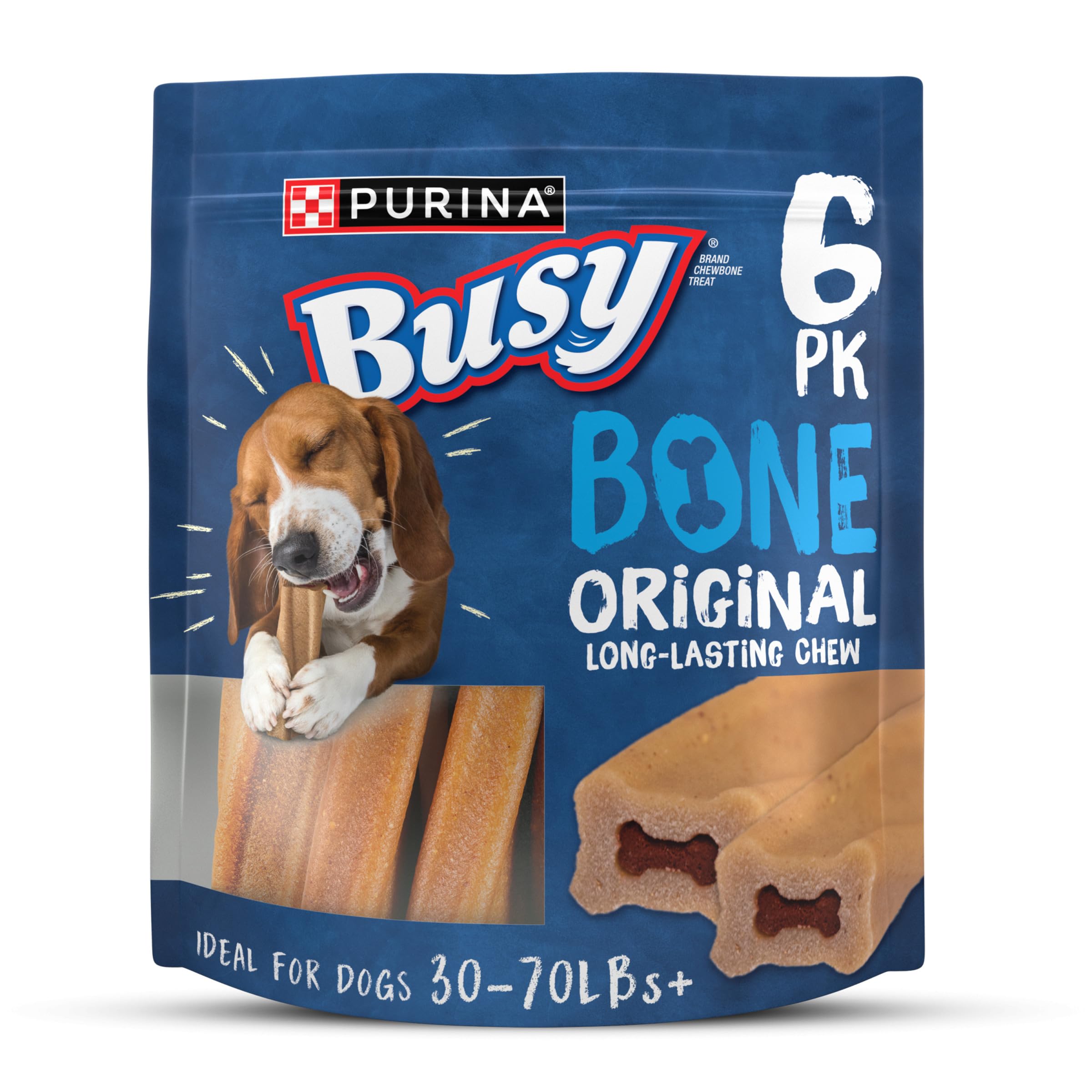 Purina Busy Bone Adult Dog Chew Bone Treats, Original - 6 ct. Pouch