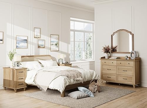 Miniatura 8 de WAMPAT Cómoda para dormitorio con 6 cajones, cómoda para niños con cómoda ancha, organizador de almacenamiento de armario de madera moderna de