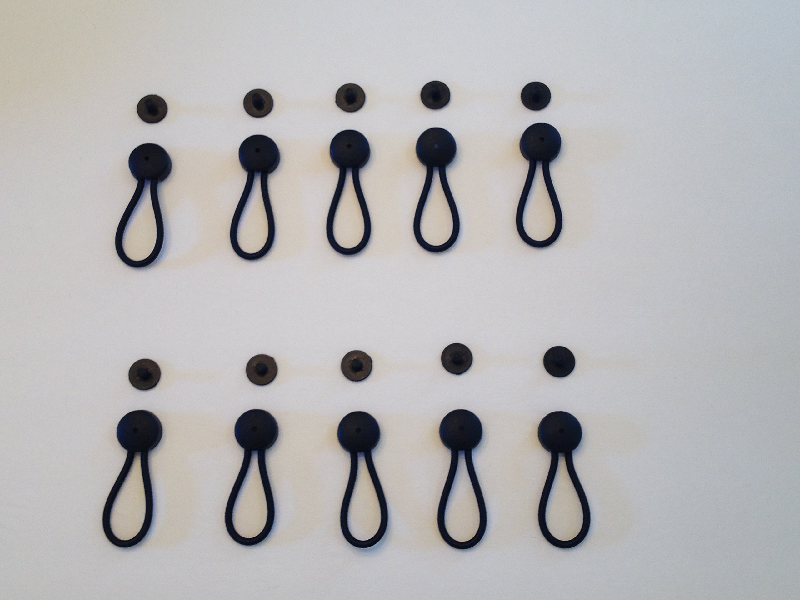 Stayput 8" Black Shock Cord & Fastener for Canvas Covers, 10 Pack - Length is 8" End to End w/Out Loop