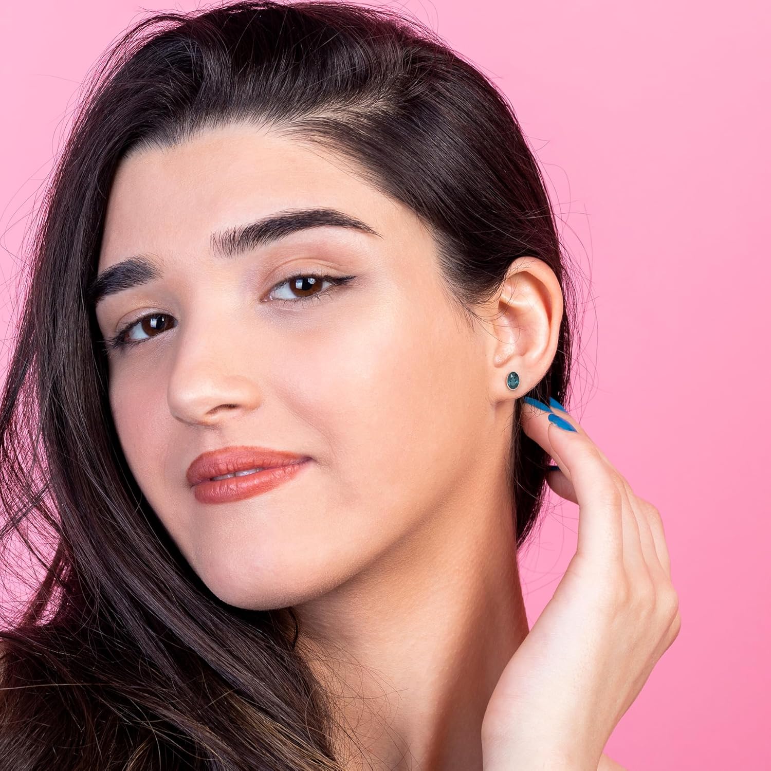 Natural London Blue Topaz Stud Earrings for Women in Sterling Silver, November Birthstone Jewelry Gifts for Her Birthday, Anniversary, Graduation (Round/Pear/Oval, Bezel Set) - Image 4