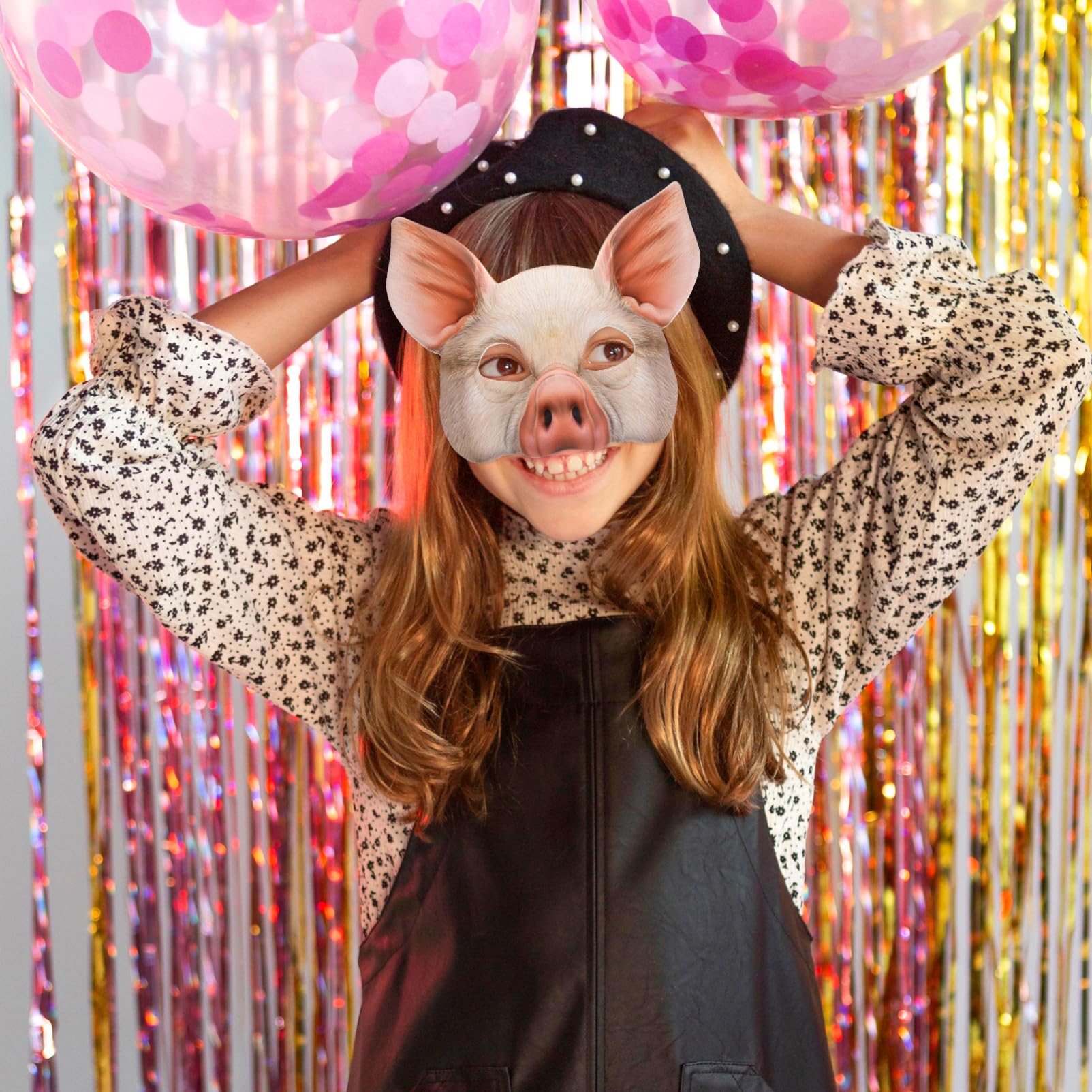 GALPADA 10 Pièces Masque Demi-visage Cochon Rose pour Léger et Confortable Accessoire Déguisement Party Halloween Carnaval Cosplay