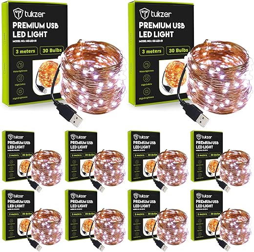 Tukzer Copper LED Fairy String Lights with USB, High Brightness, Low Power Consumption, Indoor Outdoor Decoration, Christmas Decor, LED Strip Light…