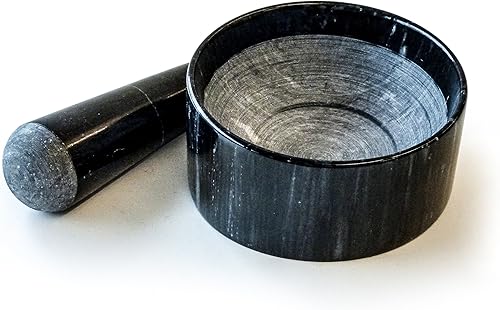 Miniatura 3 de Mortero RSVP International (GMP) de mármol verde con mano, de 2 onzas, para picar especias, preparar pesto, machacar hierbas, machacar pastillas,