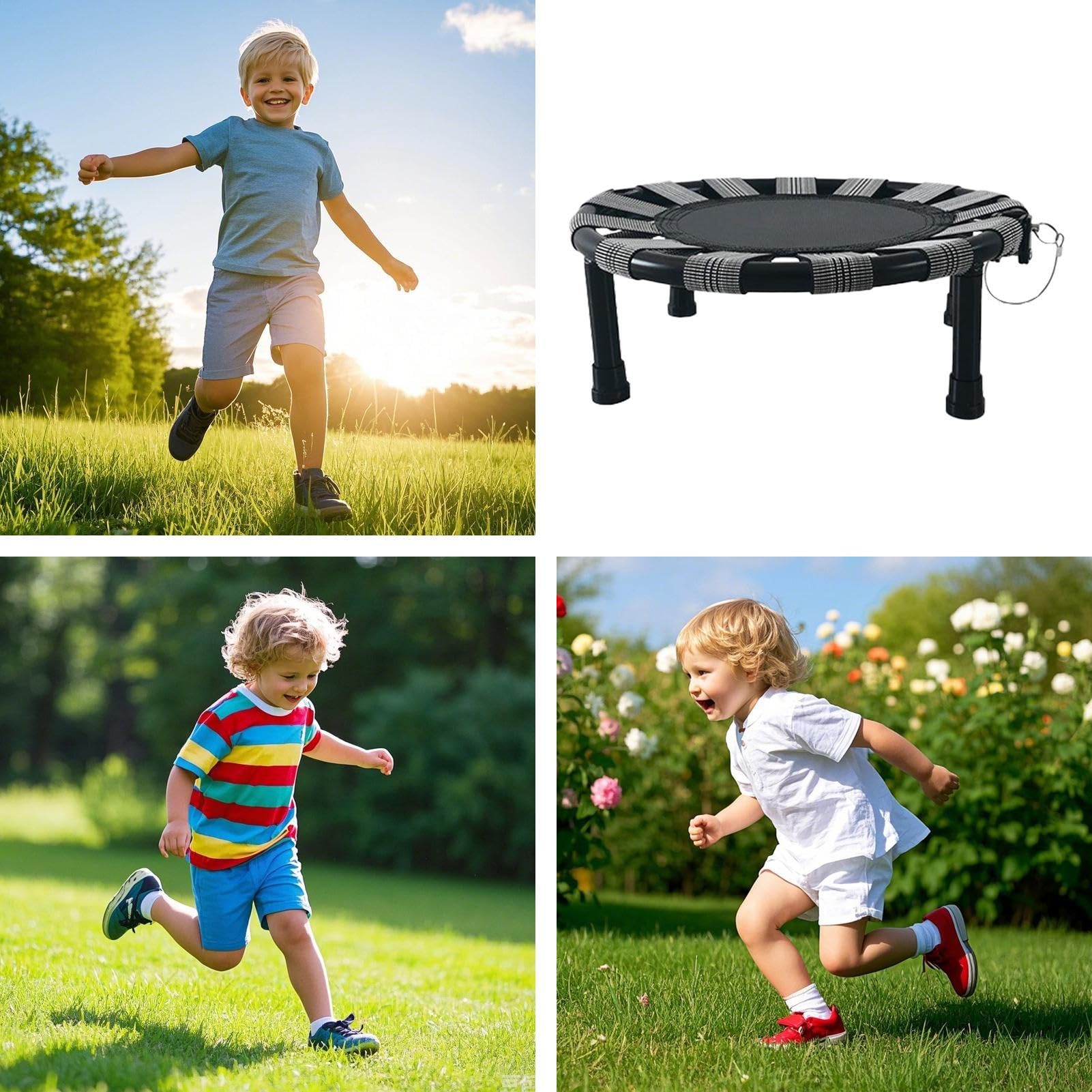 Trampolina wewnętrzna dla dzieci, składana, przenośna, z okrągłym wzorem i | Trampolina dla dzieci wewnętrzna koordynacja balansowa cicha antypoślizgowa wyściełana trening dla dzieci wewnątrz