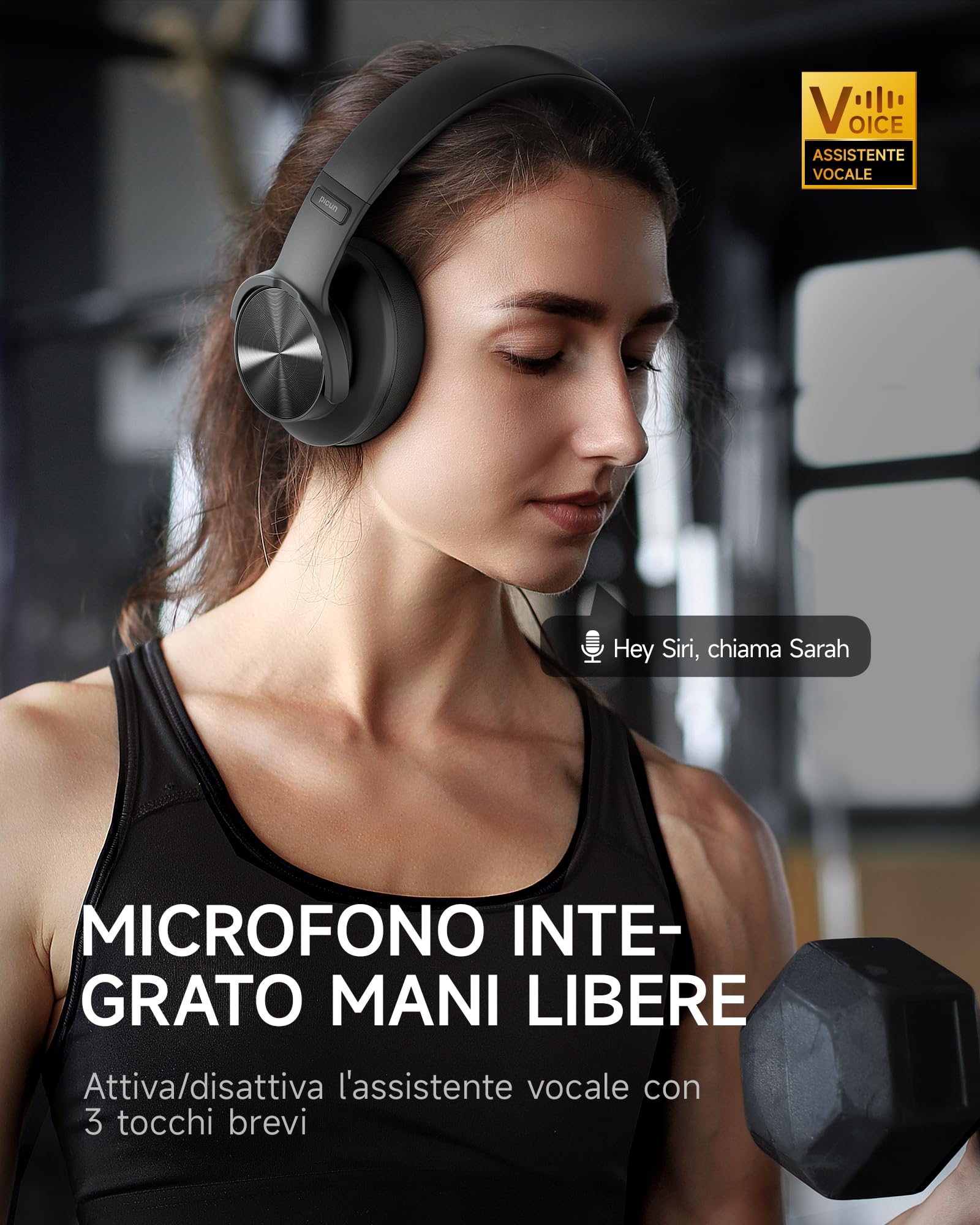 Picun Auriculares Bluetooth B8, 120 Horas de reproducción, inalámbricos, Bluetooth con 3 Modos de ecualización, Baja latencia, Llamadas Manos Libres, Auriculares sobre la Oreja para Viajes