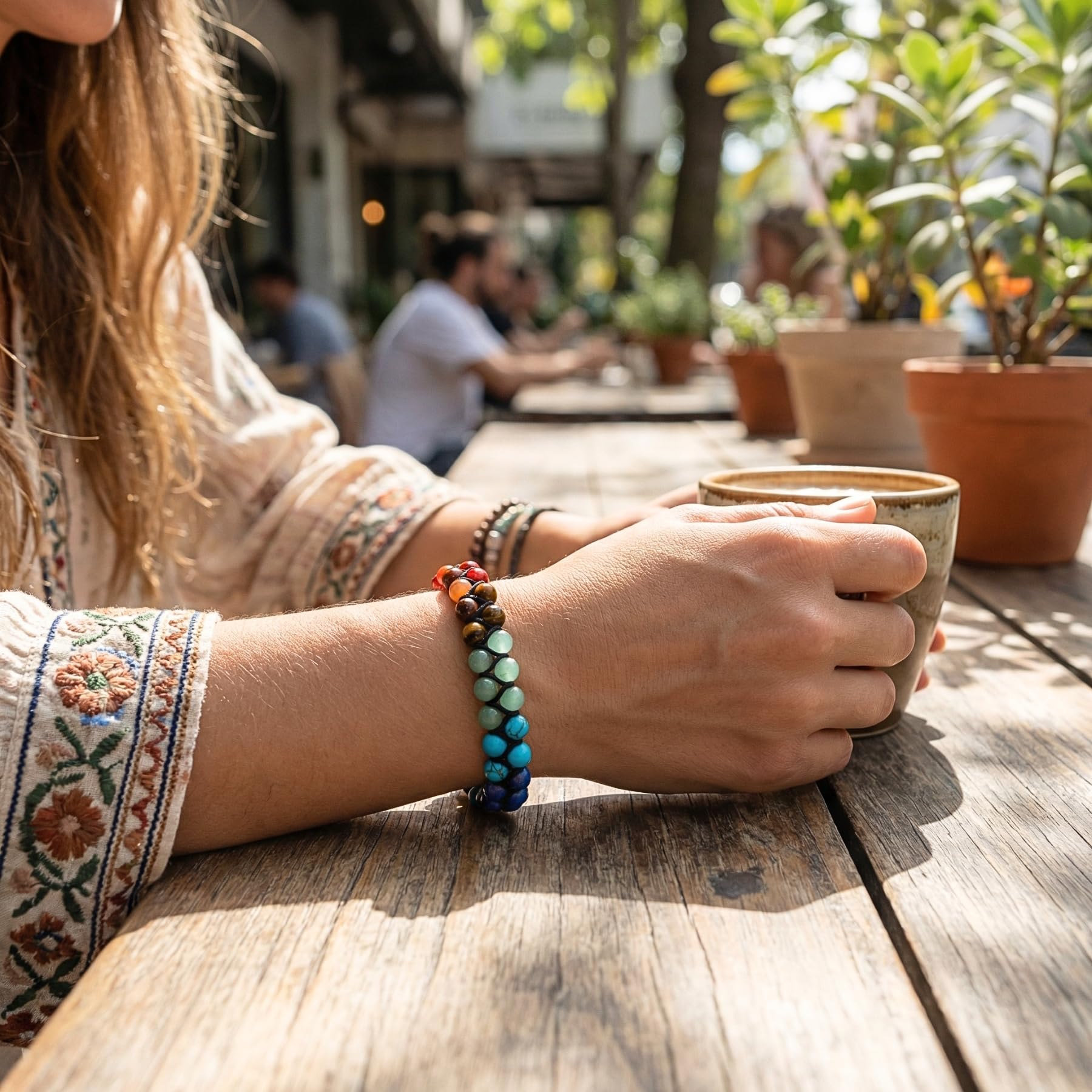 UNIQAL | Damen Perlen Armband 2-reihig 6mm Perlen | Naturstein Edelstein Armband Tigerauge Lapislazuli Hämatit Onyx Lava | Verstellbar | Geschenk Schmuck