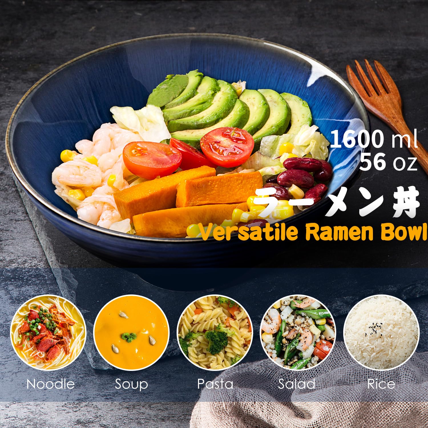 Japanische 9 Zoll Keramik Ramen Nudelsuppeschüssel, 2 Sätze (6 Stück