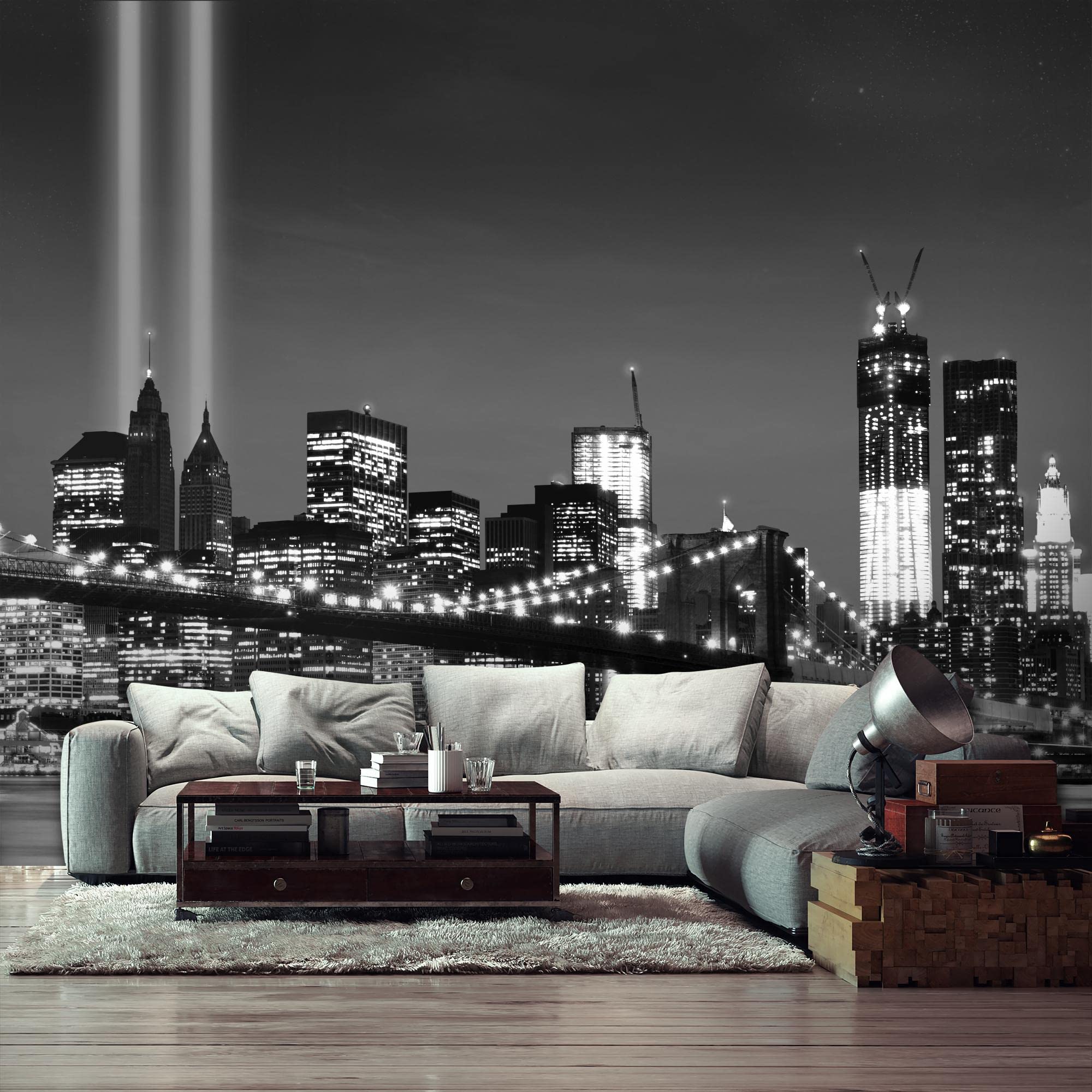 Papier Peint Intissé Mural Brooklyn Bridge Nuit Moderne