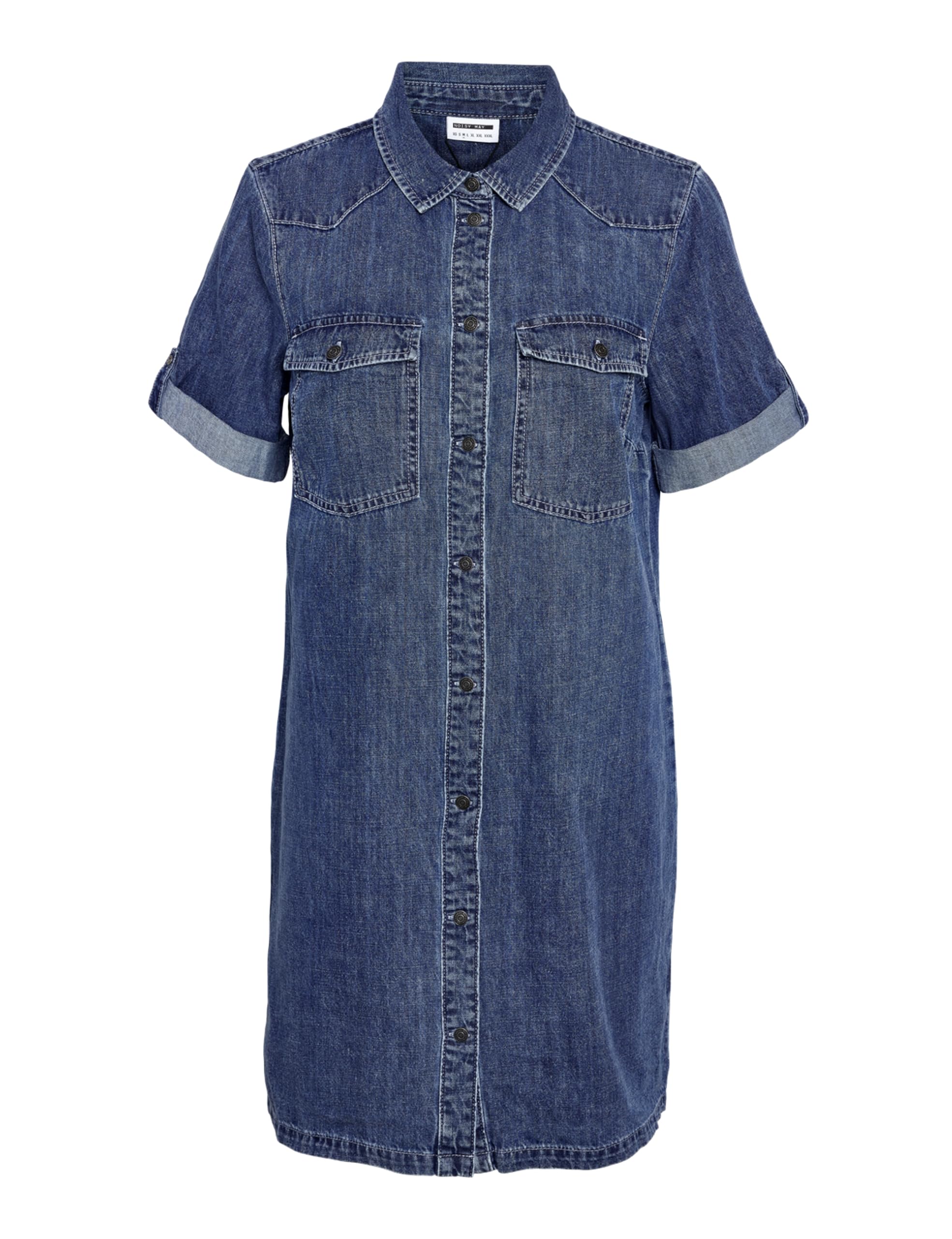 Noisy may Damen Kurzes Denim Jeanskleid Oversize Kurzarm Hemd Design Basic Shirtkleid