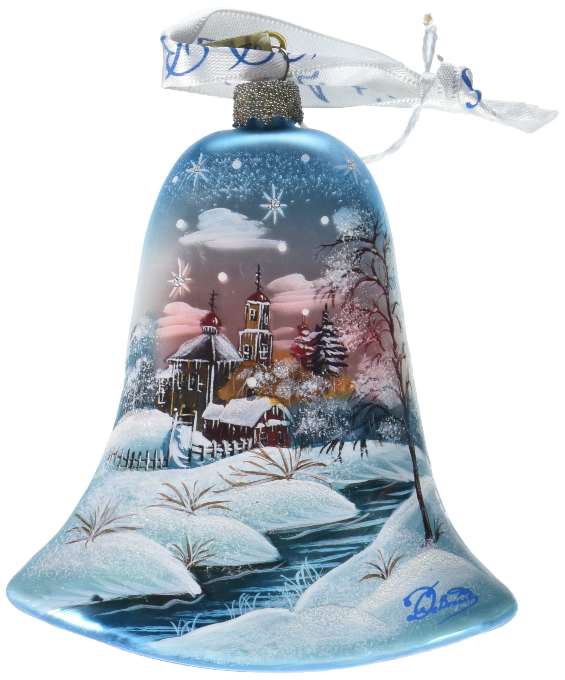 G. Debrekht Peaceful Kindgdom Bell Glass Ornament