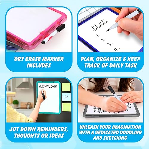 Miniatura 5 de Manaloom Pizarra blanca pequeña de borrado en seco, pizarra blanca magnética, 8.5 x 11 pulgadas, pizarra blanca para refrigerador, para niños,