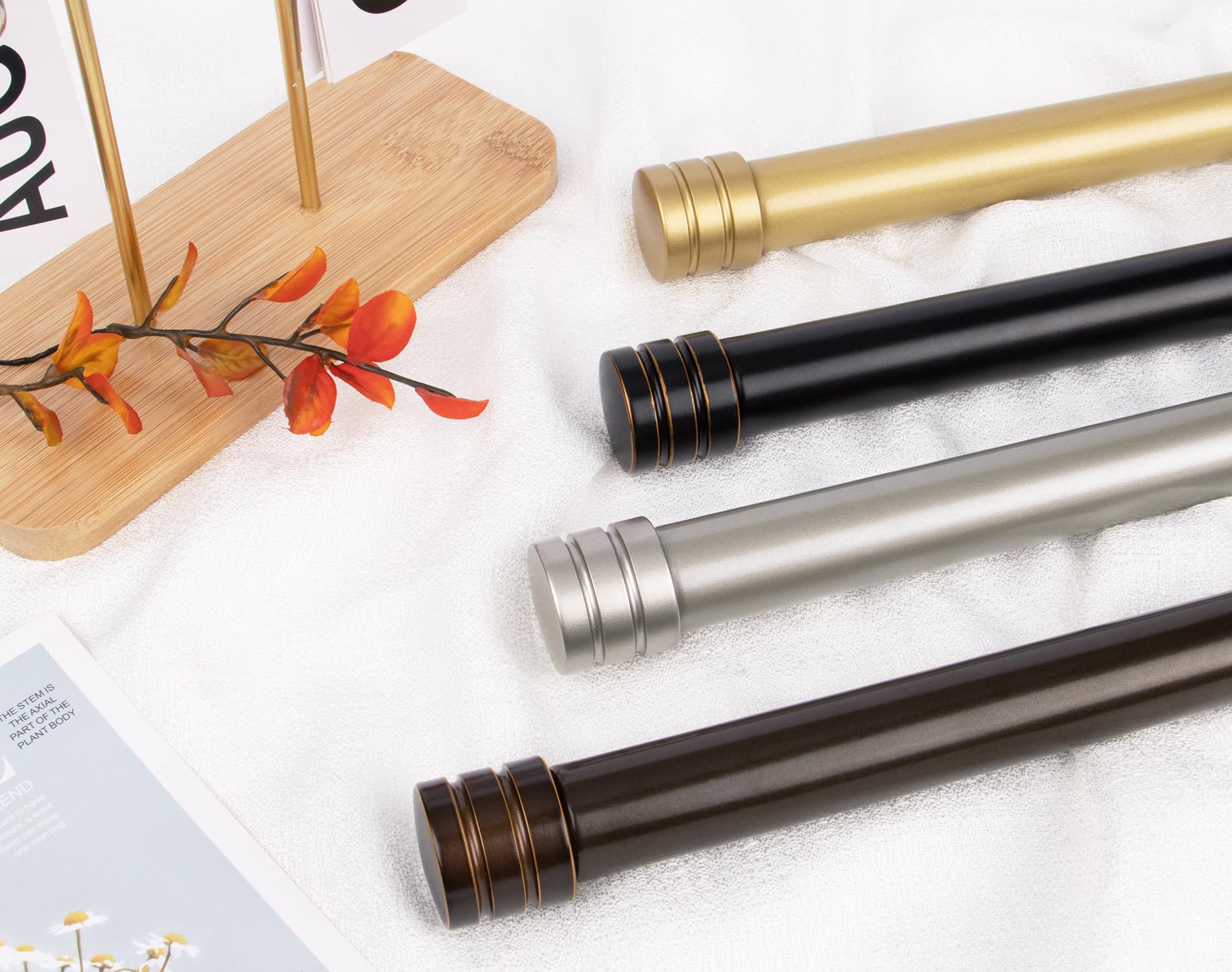 TONIAL Bastone per tende doppie da 1 pollici per finestre da 167 a 300 cm, resistente, decorativo, da 32 a 344 pollici, con terminale classico, oro