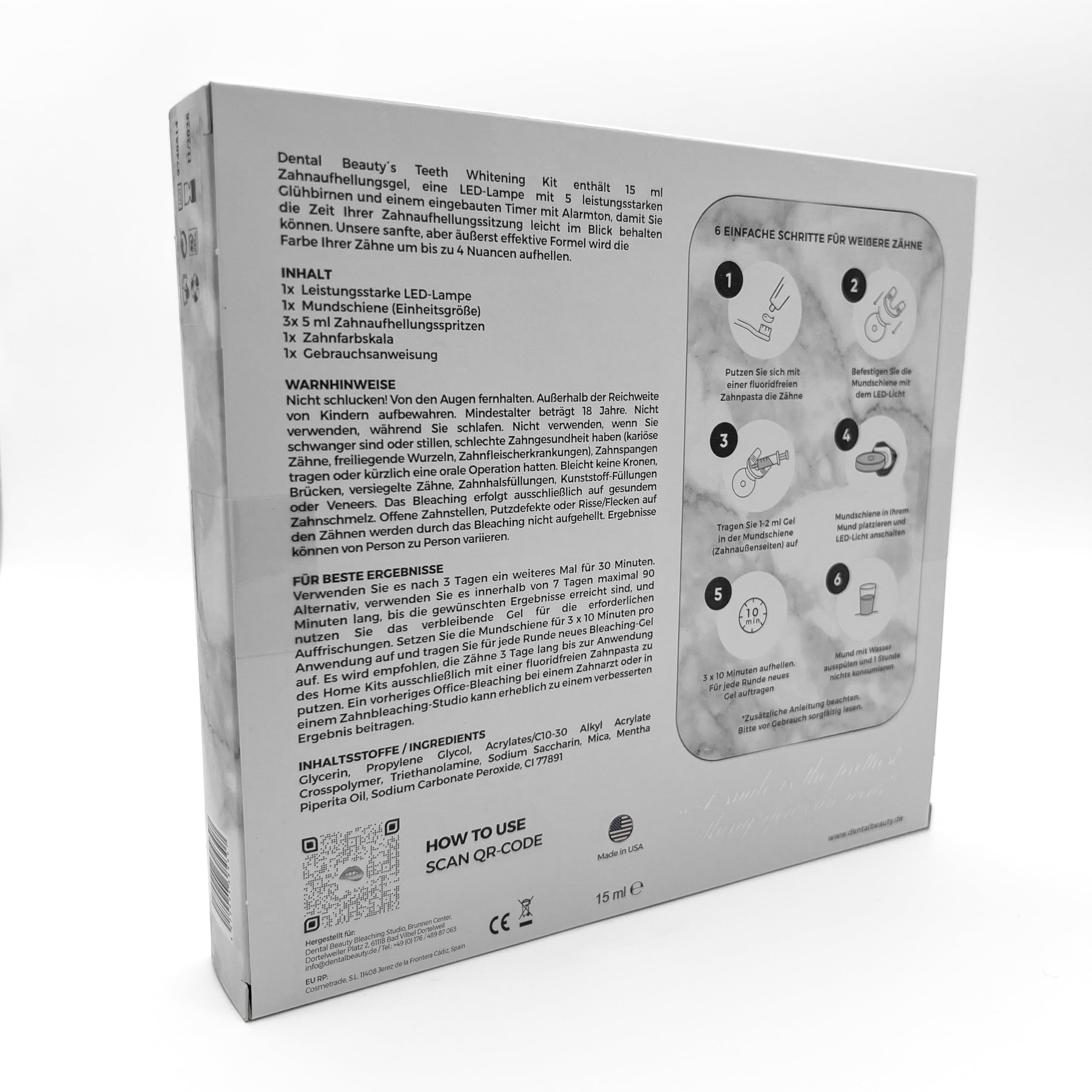 Dental Beauty - Set sbiancamento dei denti tutto in uno Teeth Whitening Kit - Sbiancamento dei denti con rivoluzionaria tecnologia di sbiancamento del tè americano - sbiancamento dei denti - effetto