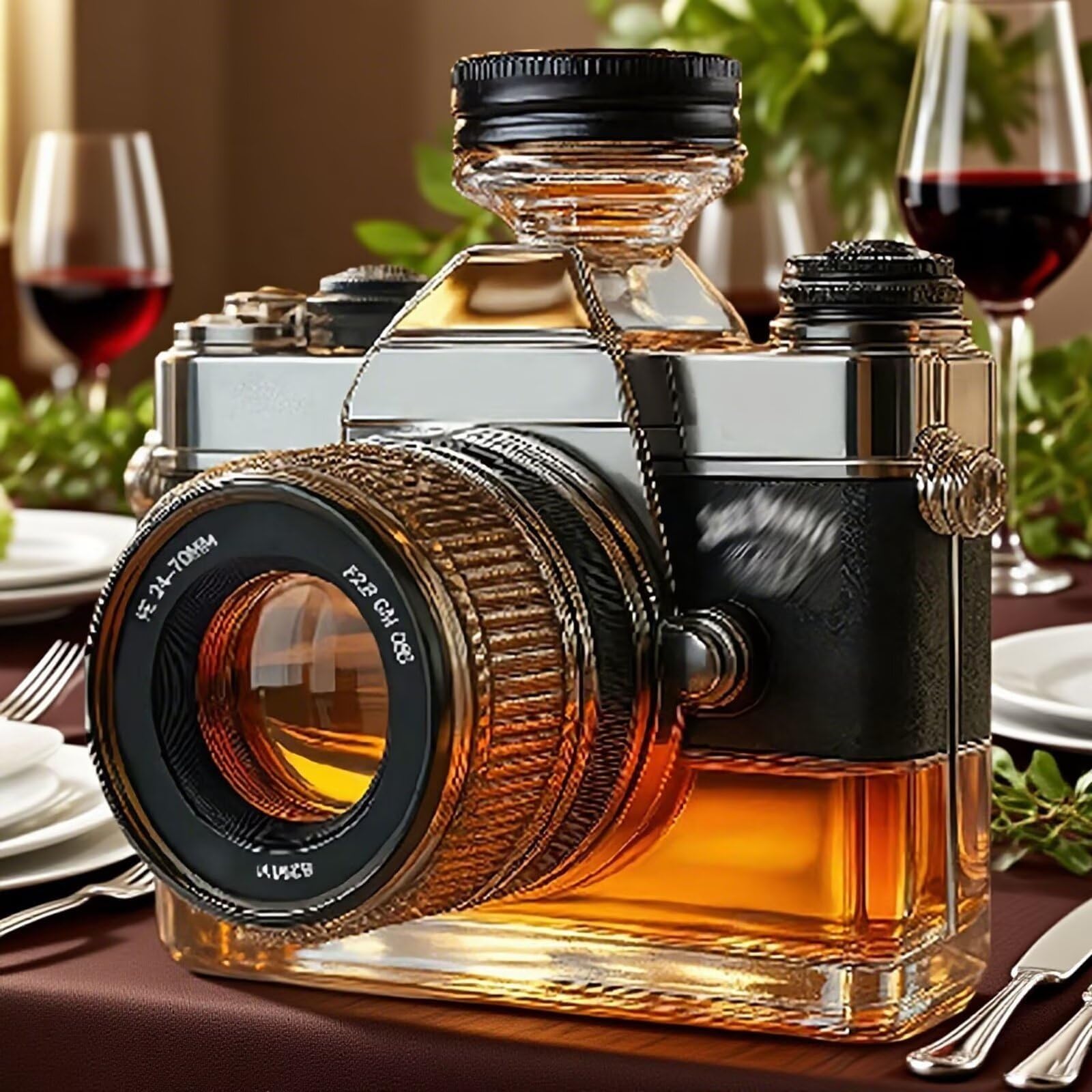 300ML Decantador Whisky Arte Escultura - Figura De Decantador De Whisky Con Forma De Cámara 3D, Esculturas De Botellas De Vino De Vidrio Hechas A Mano, Divertido Recipiente Almacenar Vino(A)