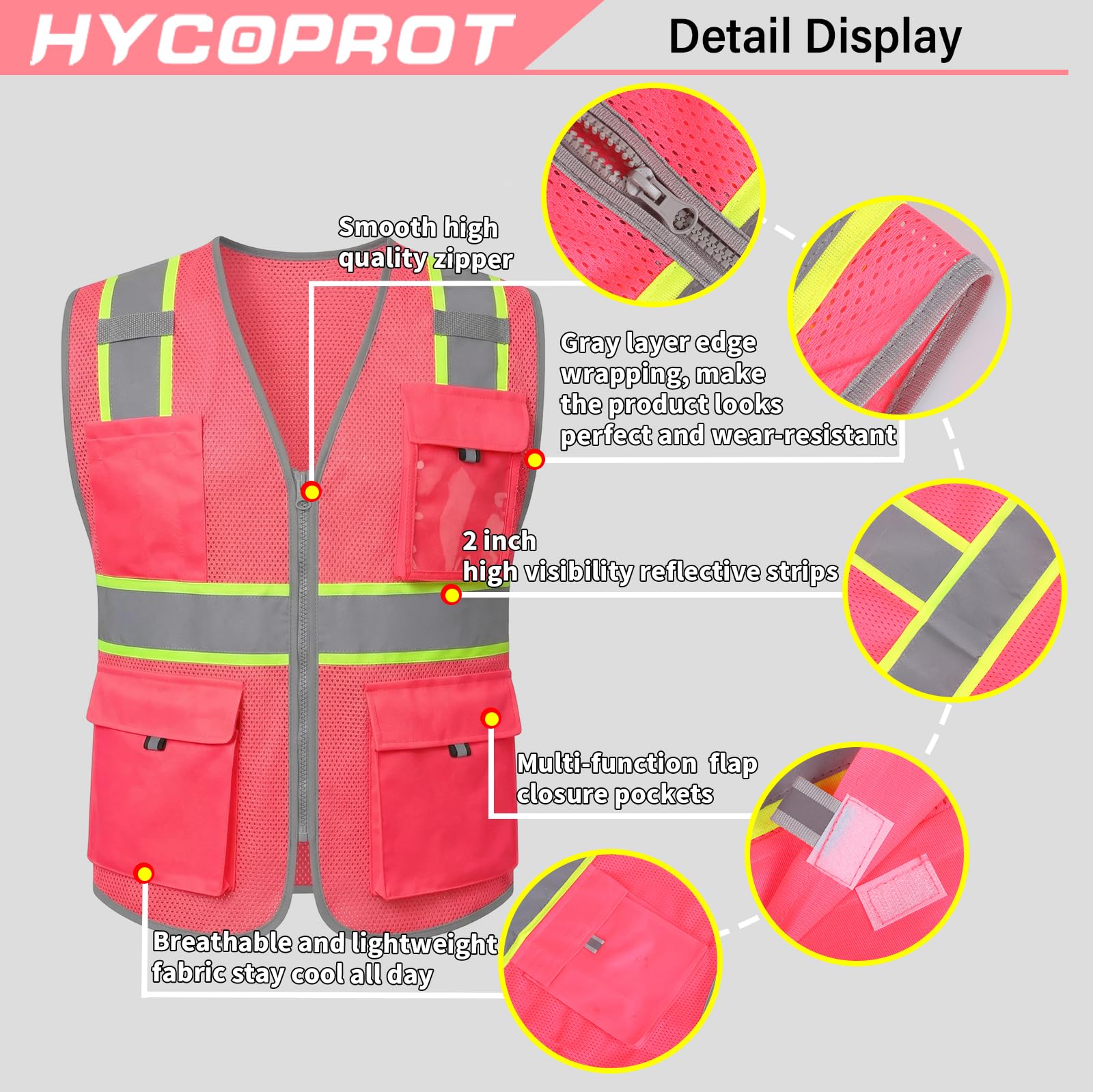Snapklik.com : HYCOPROT High Visibility Safety Vest Hi Vis Reflective ...