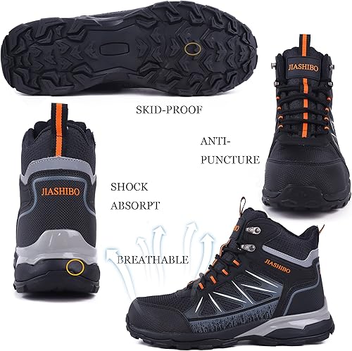 Miniatura 3 de Blapek Botas de trabajo con punta de acero para mujer, botas de trabajo aisladas, zapatos de punta de acero, botas de construcción cómodas, botas de