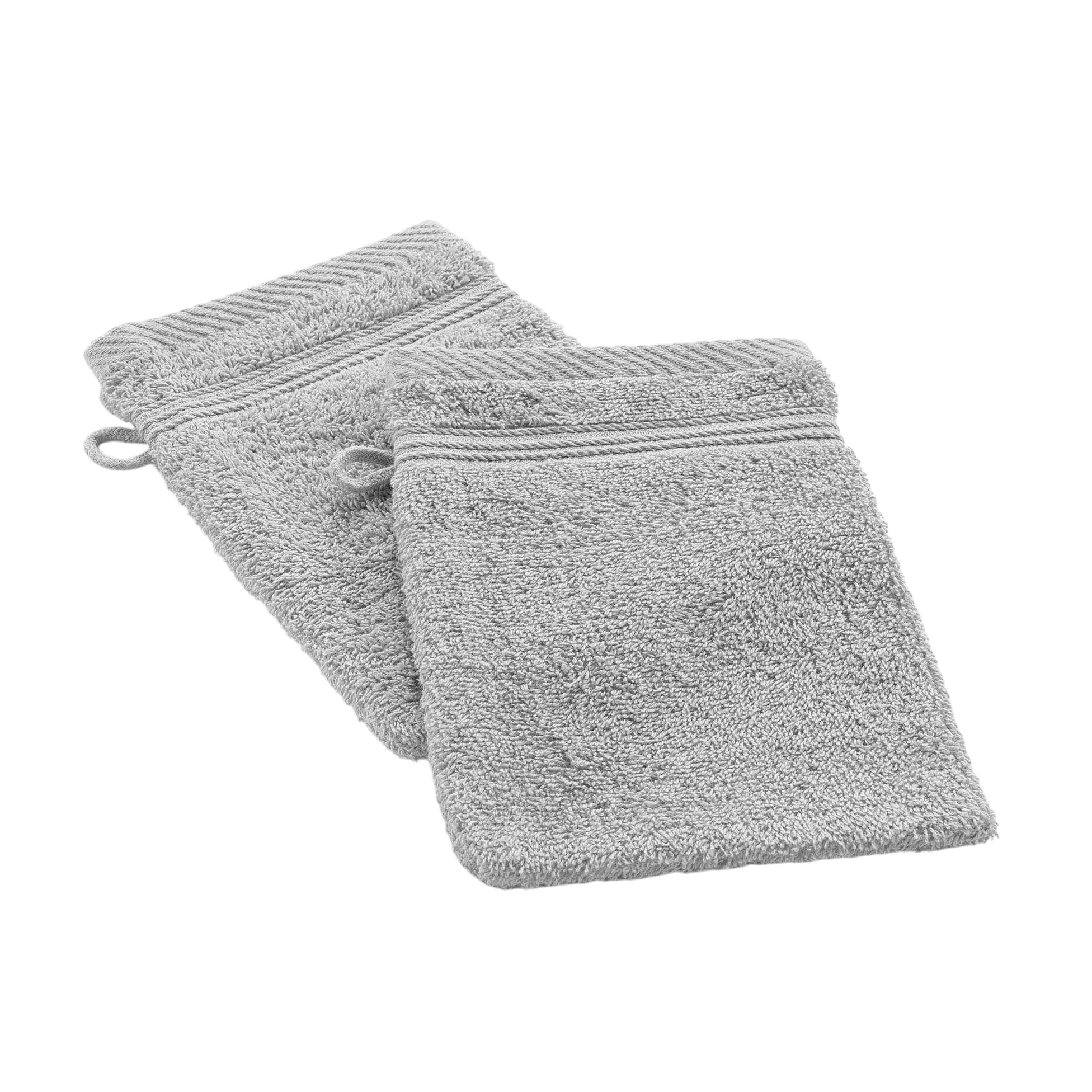 Douceur d'Intérieur, Tendresse 2 Wash Mitts 15 x 21 cm Pearl Grey Terry Cloth