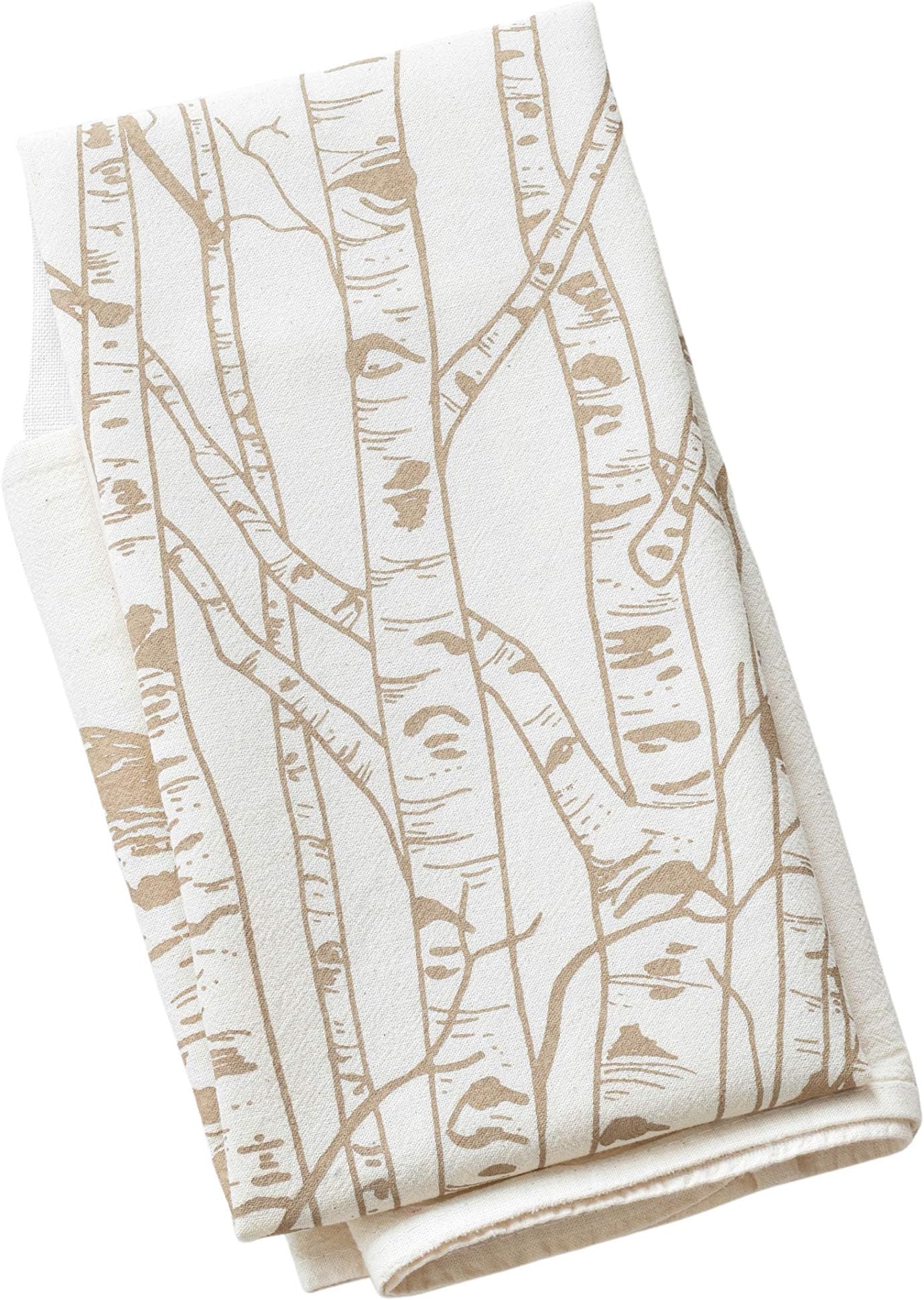 Organic Cotton Birch Tree Tea Towel in Mocha Brown