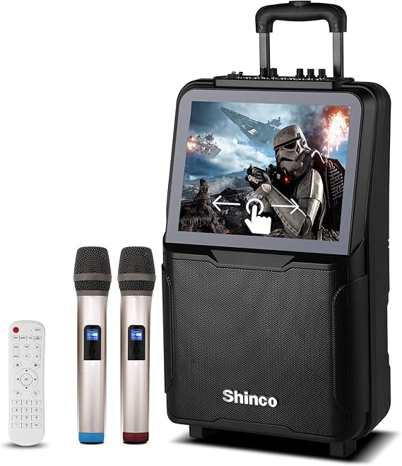 Shinco WiFi Karaoke Machine with 2 Wireless Mics, 15