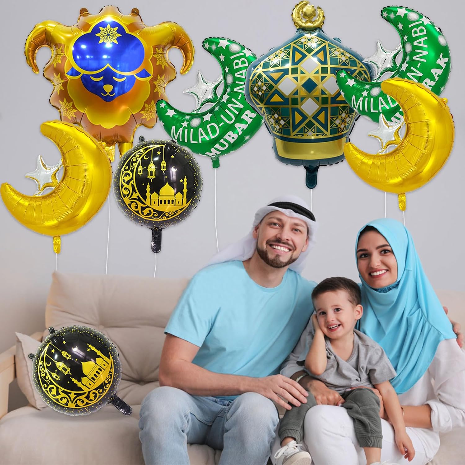 8 Pcs Eid Mubarak Foil Balloons Ramadan Balloons Stars Moon Lanterns Sheep Balloons for Eid al Fitr Muslim Kareem Party Decorations Supplies image 5