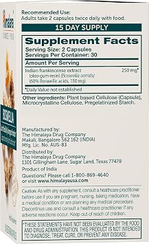 Himalaya Boswellia Extract Capsules, Boswellia Serrata, Boswellia Supplement, Joint Support for Mobility and Flexibility, Frankincense Supplement, Promotes Tissue Preservation, 250 mg, 60 Capsules
