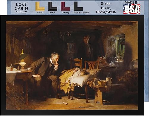 The Doctor by Samuel Luke Fildes - Lienzo enmarcado para decoración de pared, lienzos y pósteres de reproducción de pinturas de obras de arte finas,