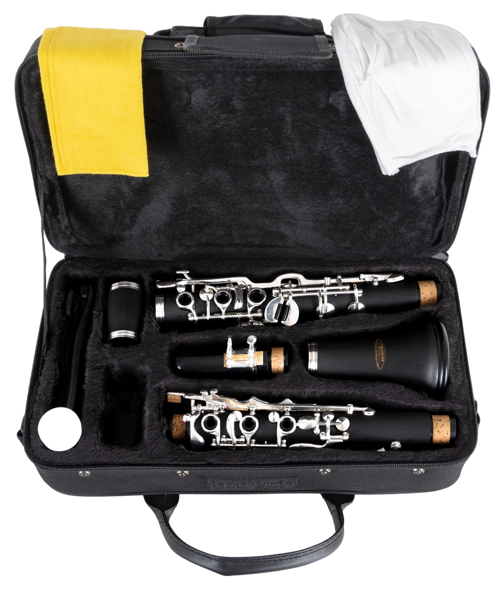 Classic Cantabile CLK-20 Kunststoff Klarinette (deutsche Giffweise, 20 Klappen, 6 Ringe, Ebonit Korpus, inkl. Koffer und Putztuch)