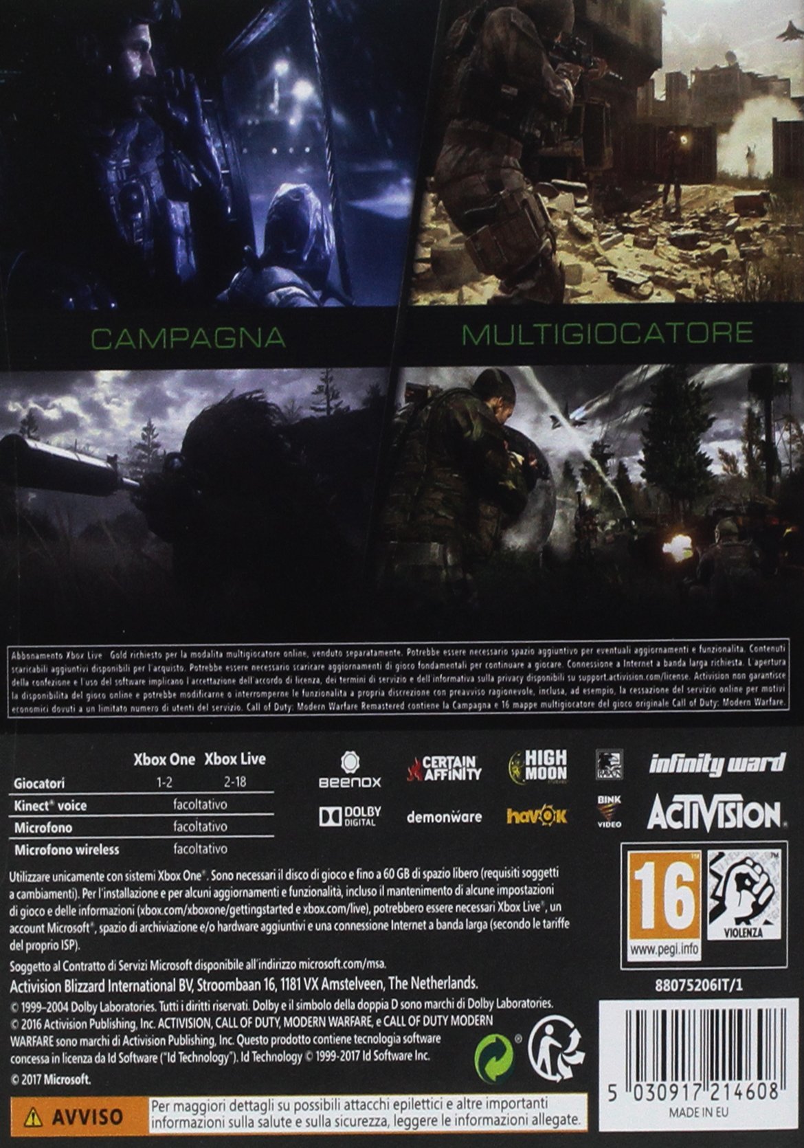 Cod MWR Remastered - Xbox One