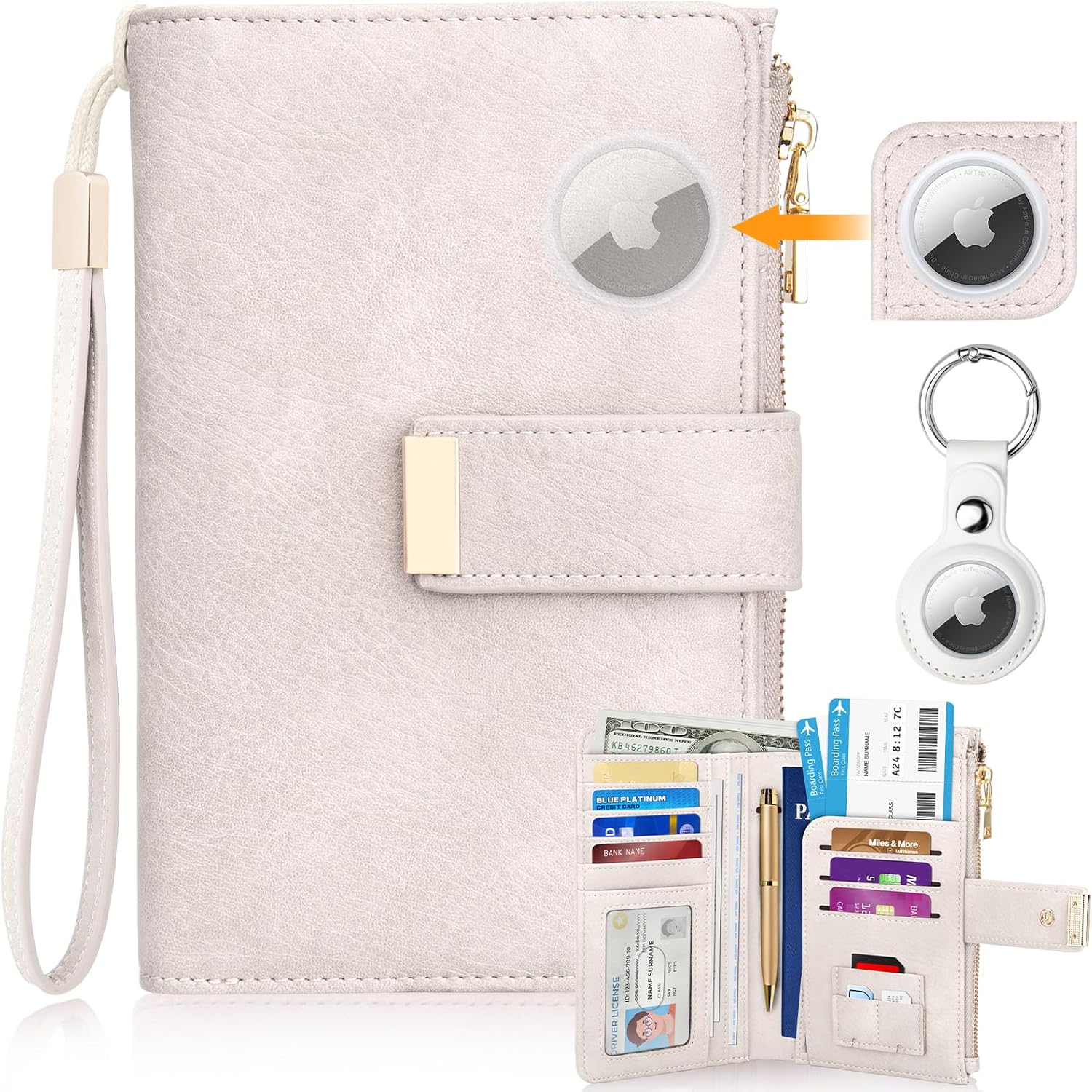 HUANLANG Passport Holder with Airtag for Women/Men, Airtag Passport Wallet for Travel Leather Passport Holder RFID Blocking,Travel Passport Walelt with Credit Card Holder - Image 8