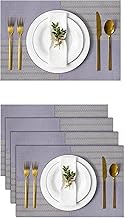 Lellow Woven Vinyl Plastic Dining Table Placemats - Heat Resistant, Washable, Stain Resistant - Set of 4 Stylish & Durable Table Mats (Iris Purple)