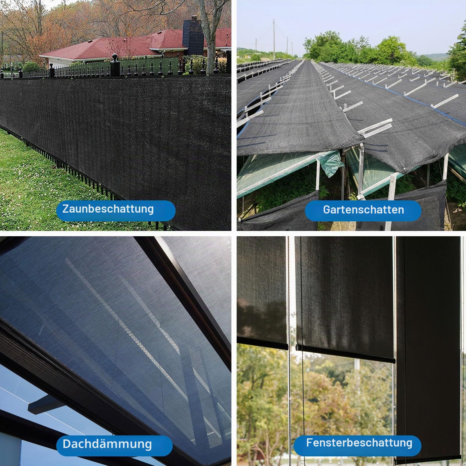 2 x 10m Garten Schattierungsnetz Schattiernetz, Schattennetz mit Ösen 95% UV-Beständiges, für Garten Pflanze Gewächshaus Scheune Außen Hof Dach Kühlung