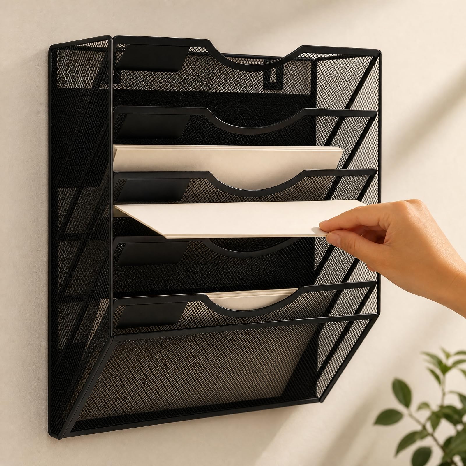 Organizador Archivos Pared Niveles Negro Organizador Vertical Papeles Metal Reforzado para Aula
