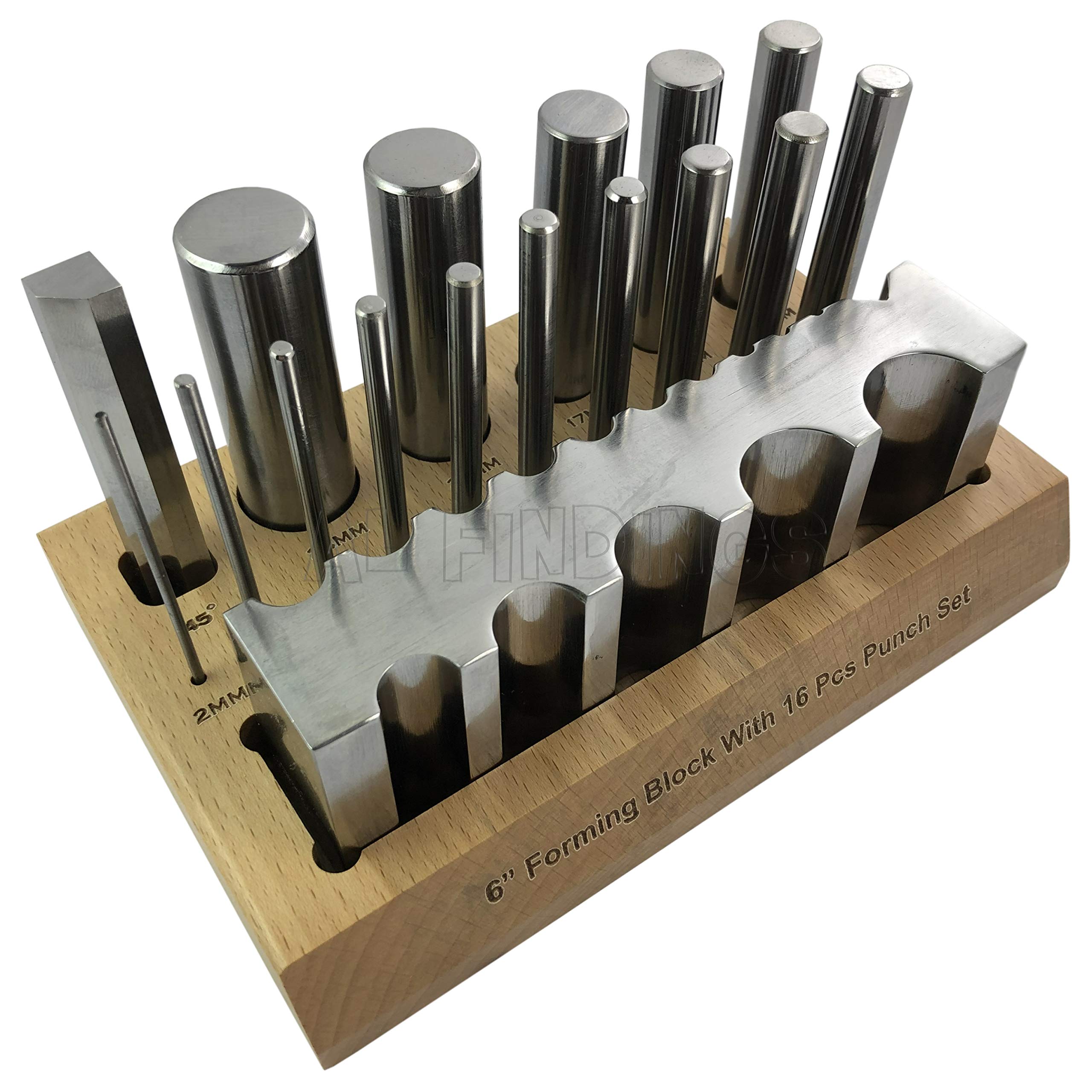 Jewellers Tools Swage Block & 16 Punch Set Made Of Steel Dapping Forming Shaping Craft Tool