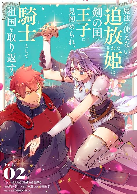 『魔法が使えないと追放された姫は、剣の国の王子に見初められ、騎士として祖国を取り返す 2』の表紙イラスト 電子書籍 漫画