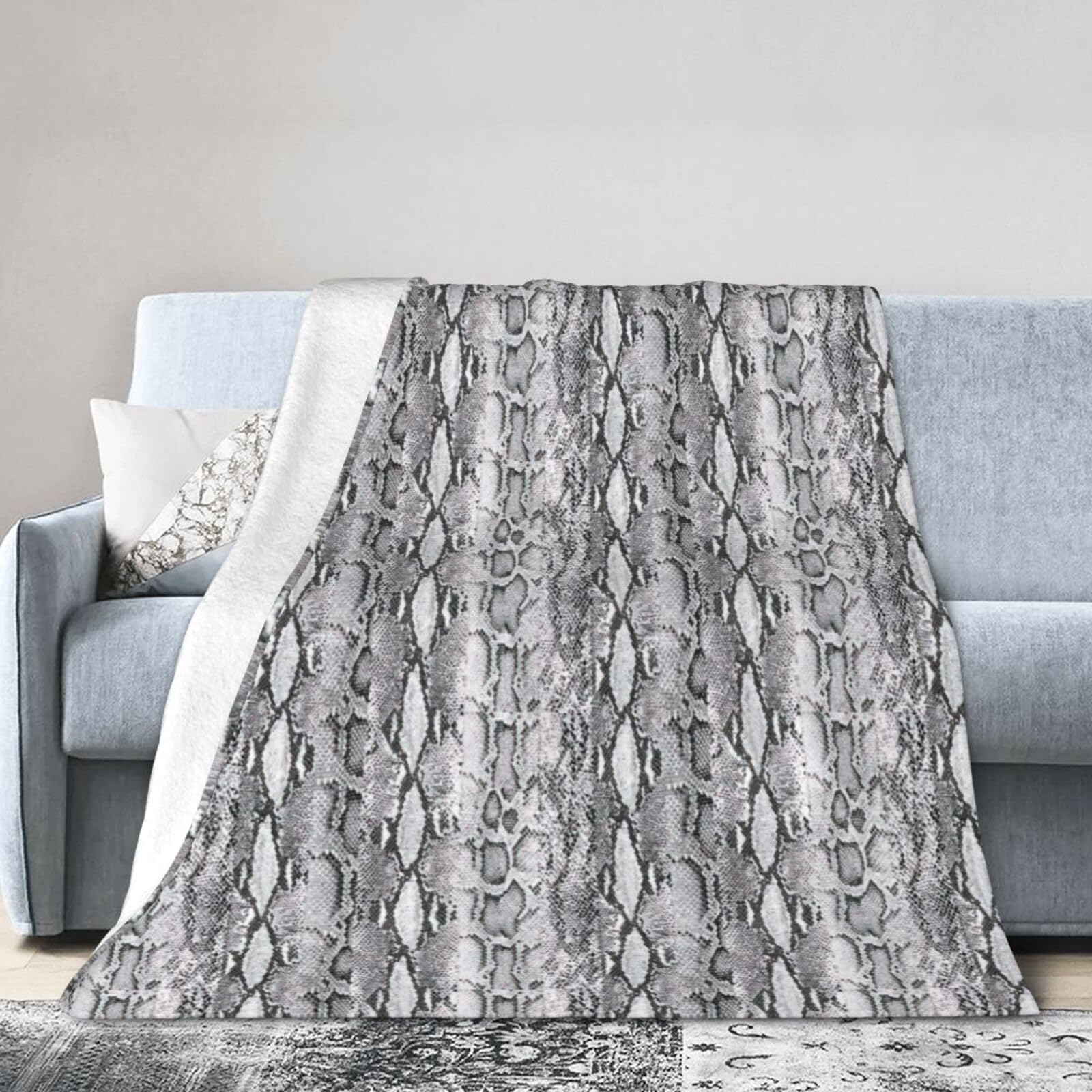 Couverture en flanelle anti-froid lit et canapé plaid ultra doux motif serpent WURTON