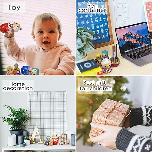 Miniatura 11 de GRPSKCOS Muñecas de anidación rusas Matryoshka Muñecas de madera de oso de animales lindos juguetes de Navidad hechos a mano, regalos Set de 5