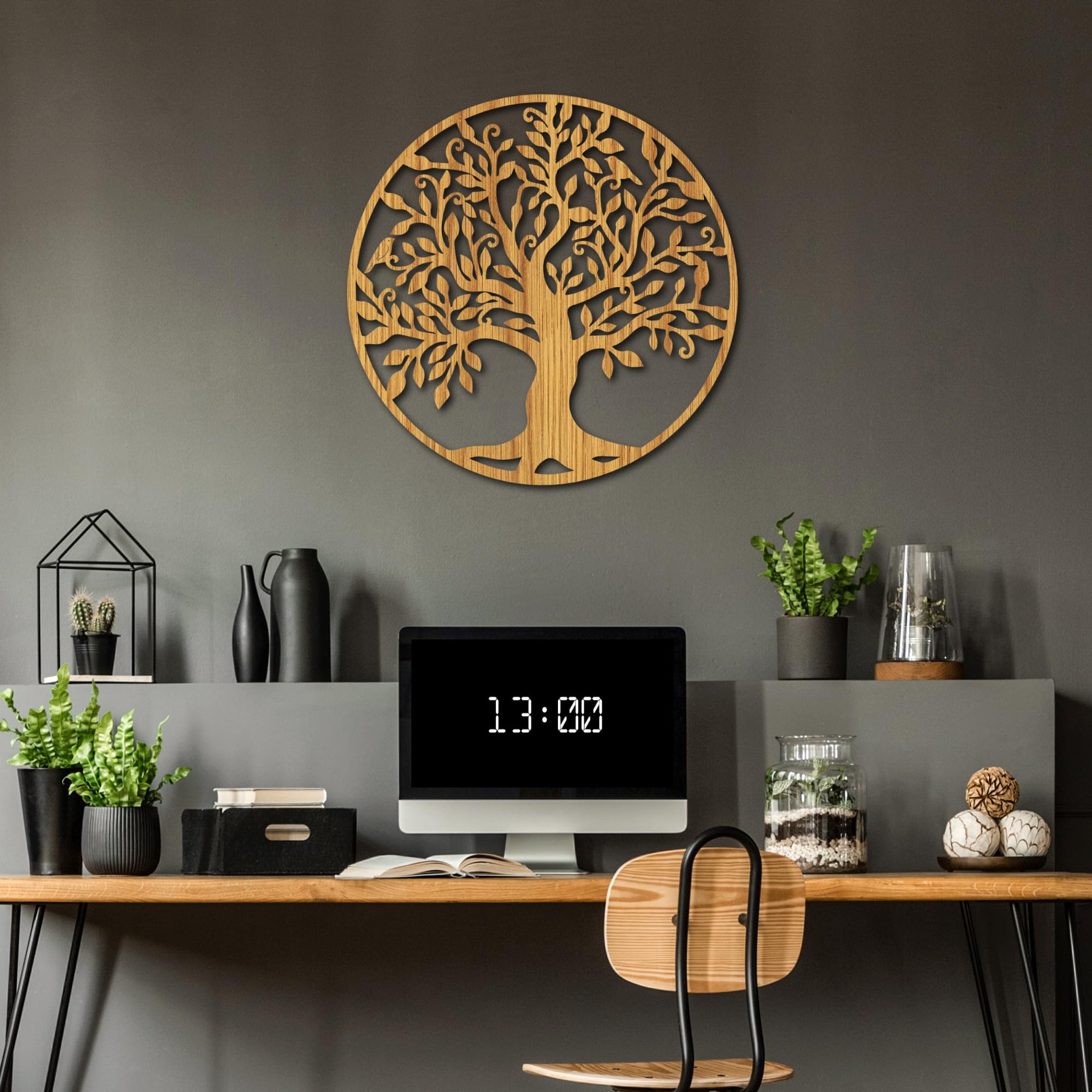 SENTOP HDF0206 Geschnitztes Bild an der Wand aus Holzmaterial für den Innenraum (Eiche, 150 cm)