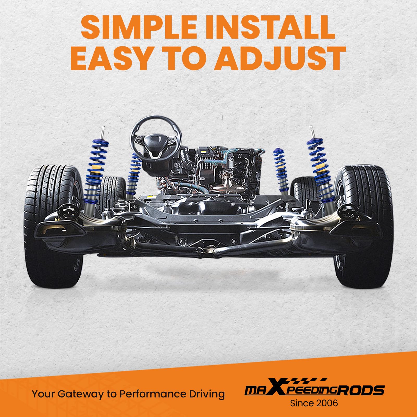 maXpeedingrods Kit de suspension combinés filetés bleus pour VW Golf 2 et Golf 3