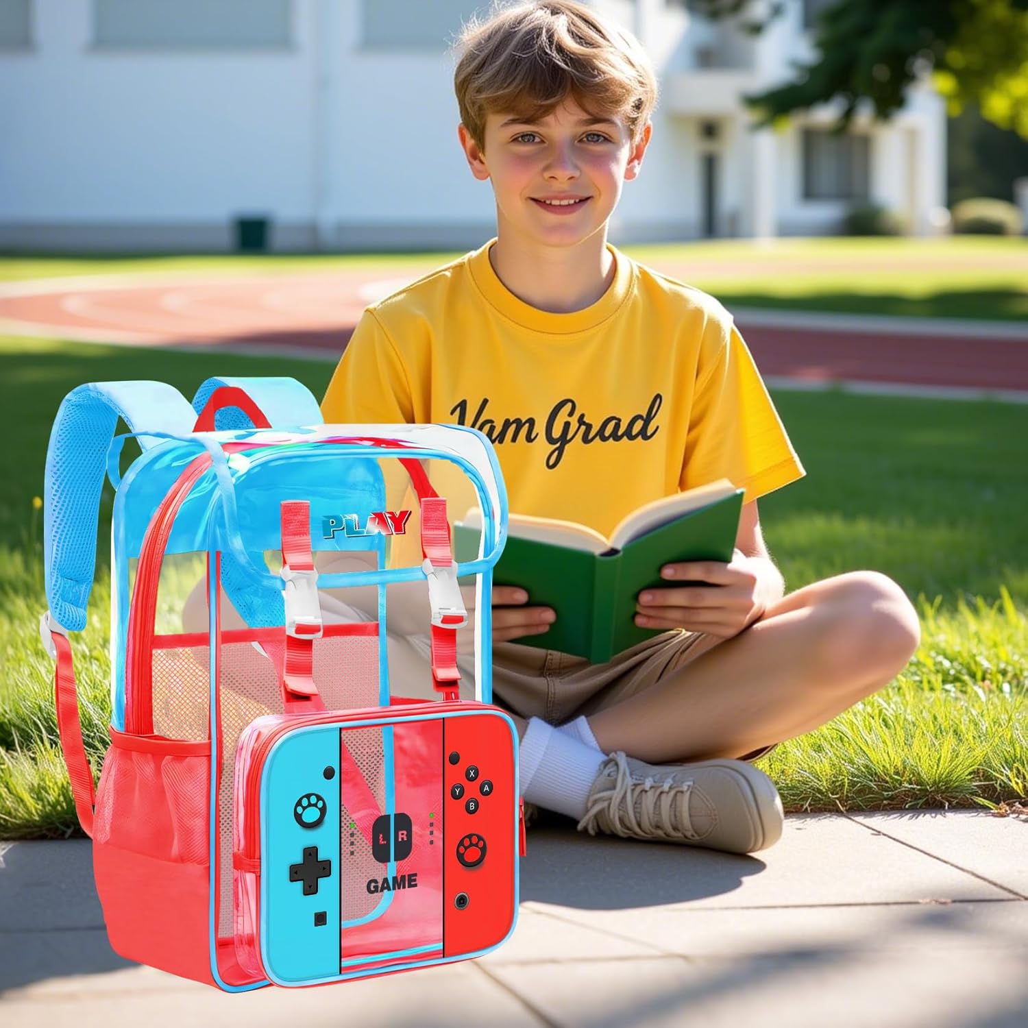 Clear Backpack for School - Gamer Kids Clear Backpack for Boys, Heavy Duty PVC Transparent Bookbag for Boys and Girls - Large Capacity See Through Bookbag for School, Stadium Events, Travel, Work - Image 5