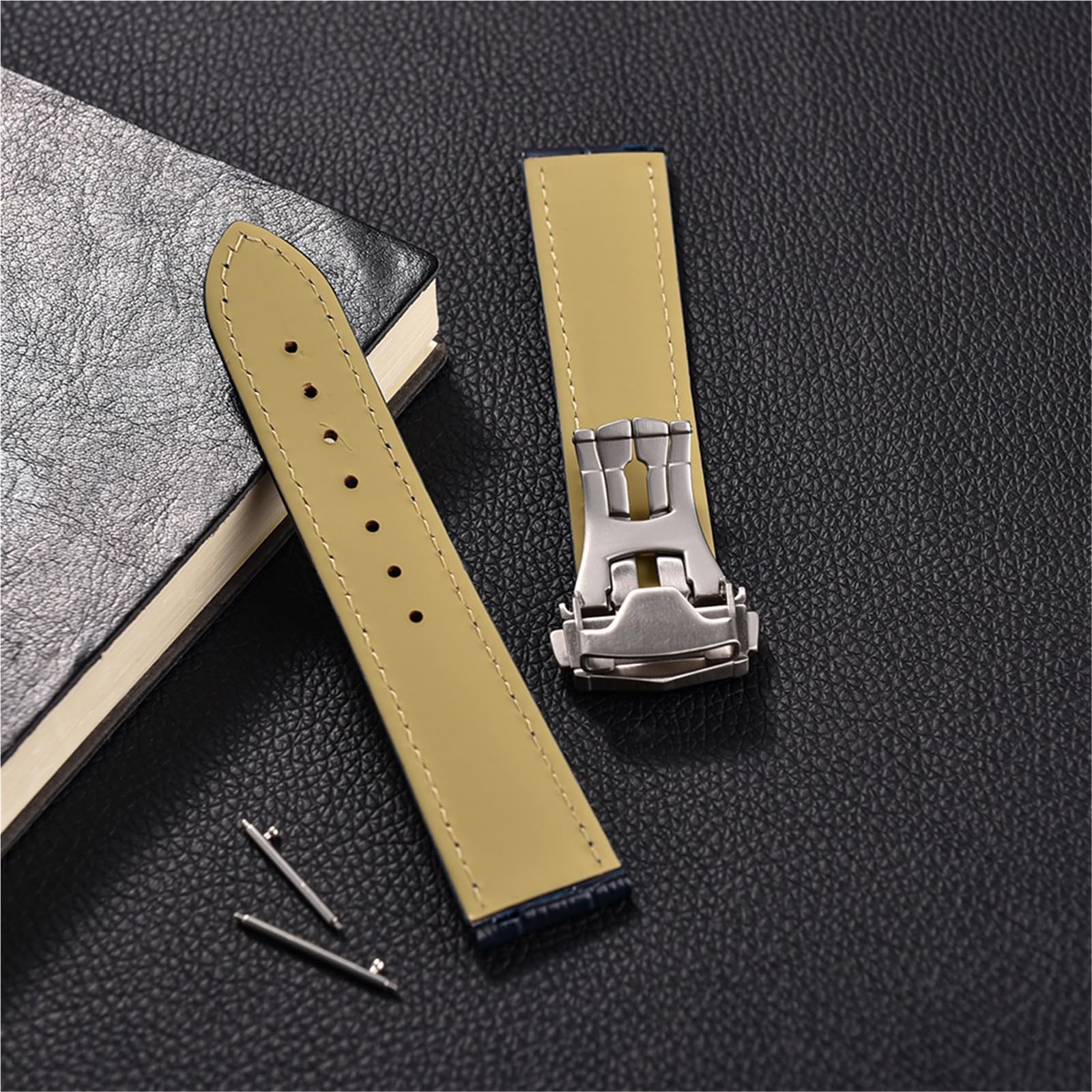 Correa de reloj de piel auténtica con cierre de acero de 19 mm, 20 mm, 21 mm, 22 mm para 007 y AT150