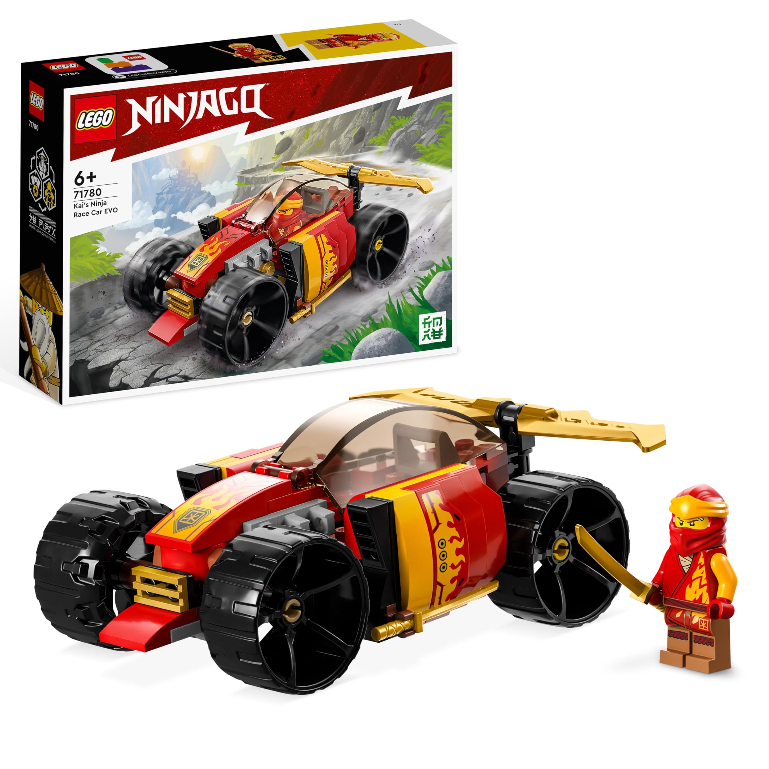 LEGO71780 NINJAGO Kai’s Ninja Race Car EVO 2in1 Racing Car Toy to Off-Road Vehicle, Model Building Set for Kids, Boys and Girls Aged 6 Plus, Birthday Gift Idea