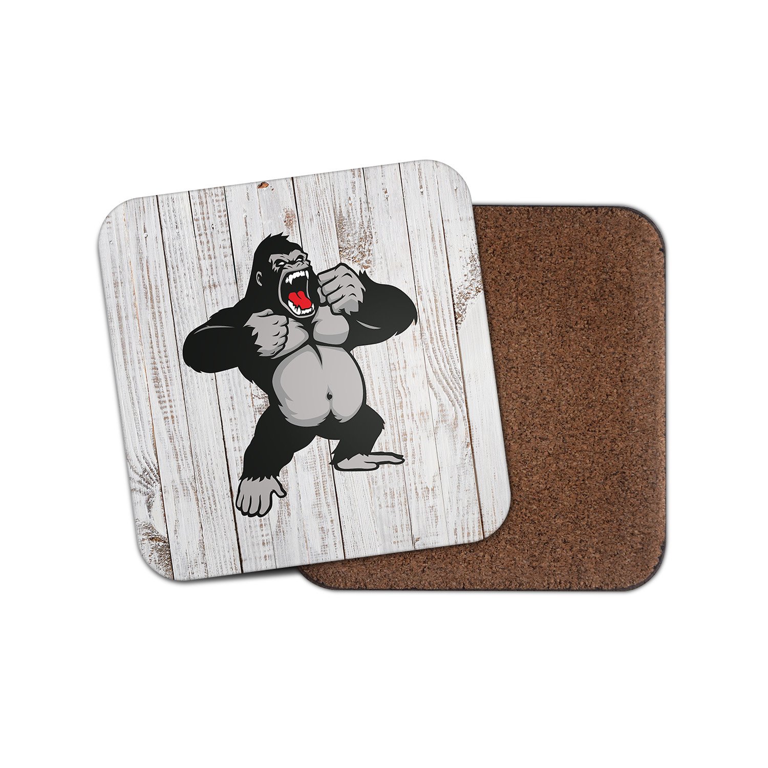 Destinationvinyl Multicolor 1 X Angry Gorilla Cork Backed Drinks Coaster For Tea & Coffee #4136 (1 Coaster)