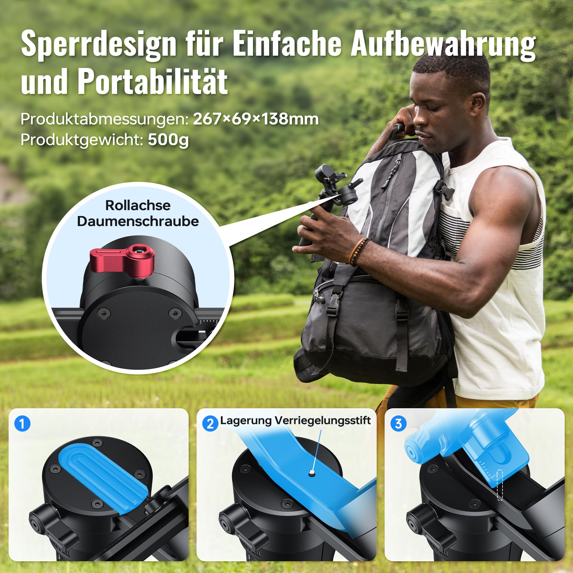 ZHIYUN Crane M2 [Offizieller] 3-Achsen Stabilisator, für Action Kamera, Gopro und Spiegellose Kamera, Smartphone, mit Smartphone Klemme, Stativ