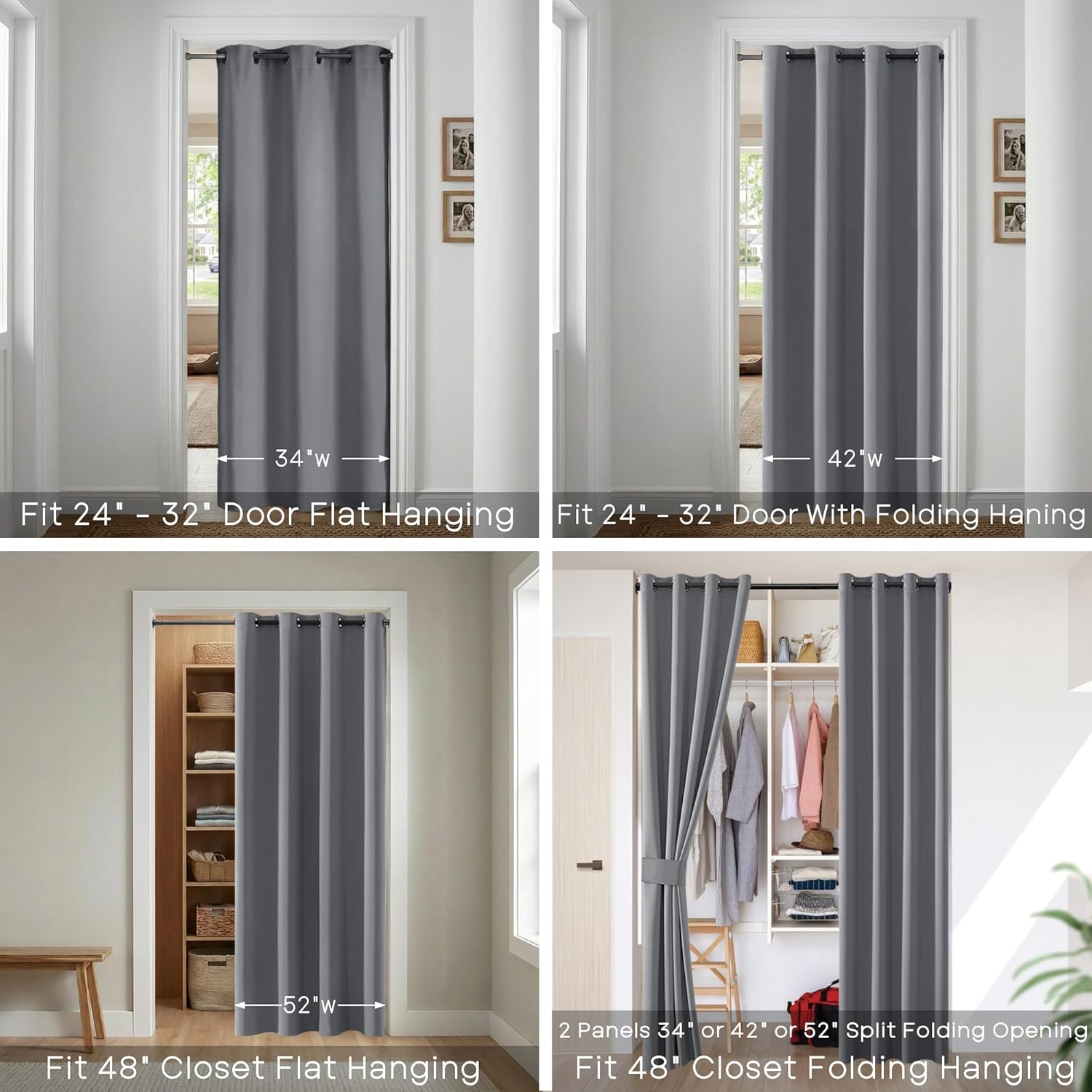 SHINELAND Door Curtain for Doorway or Closet Doors 52 x 80 Inch Length,Faux Accordion Door Temporary Privacy Room Divider Curtains Panel