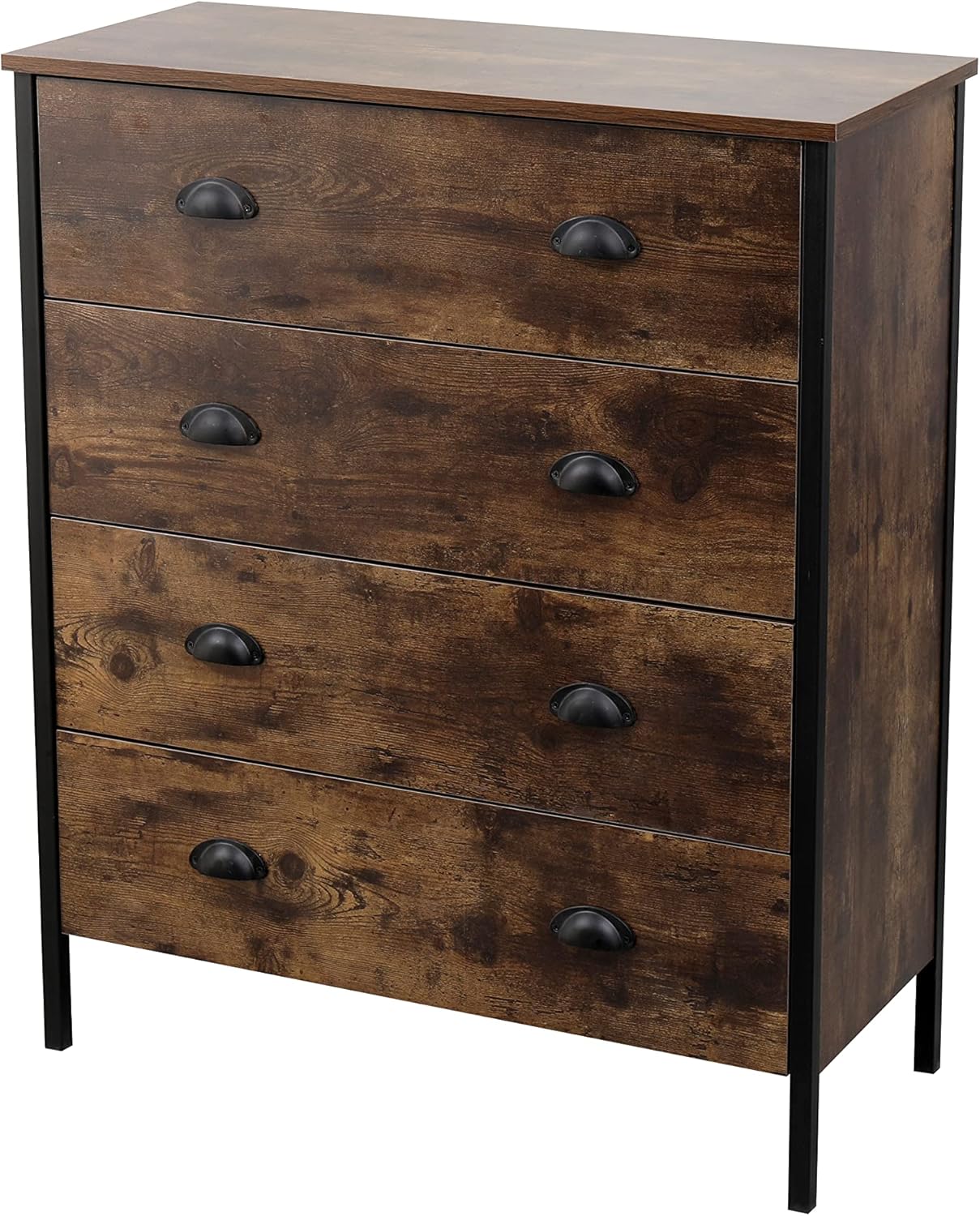 ALPHA Wooden and Metal Chest of 4 Drawers Storage Unit